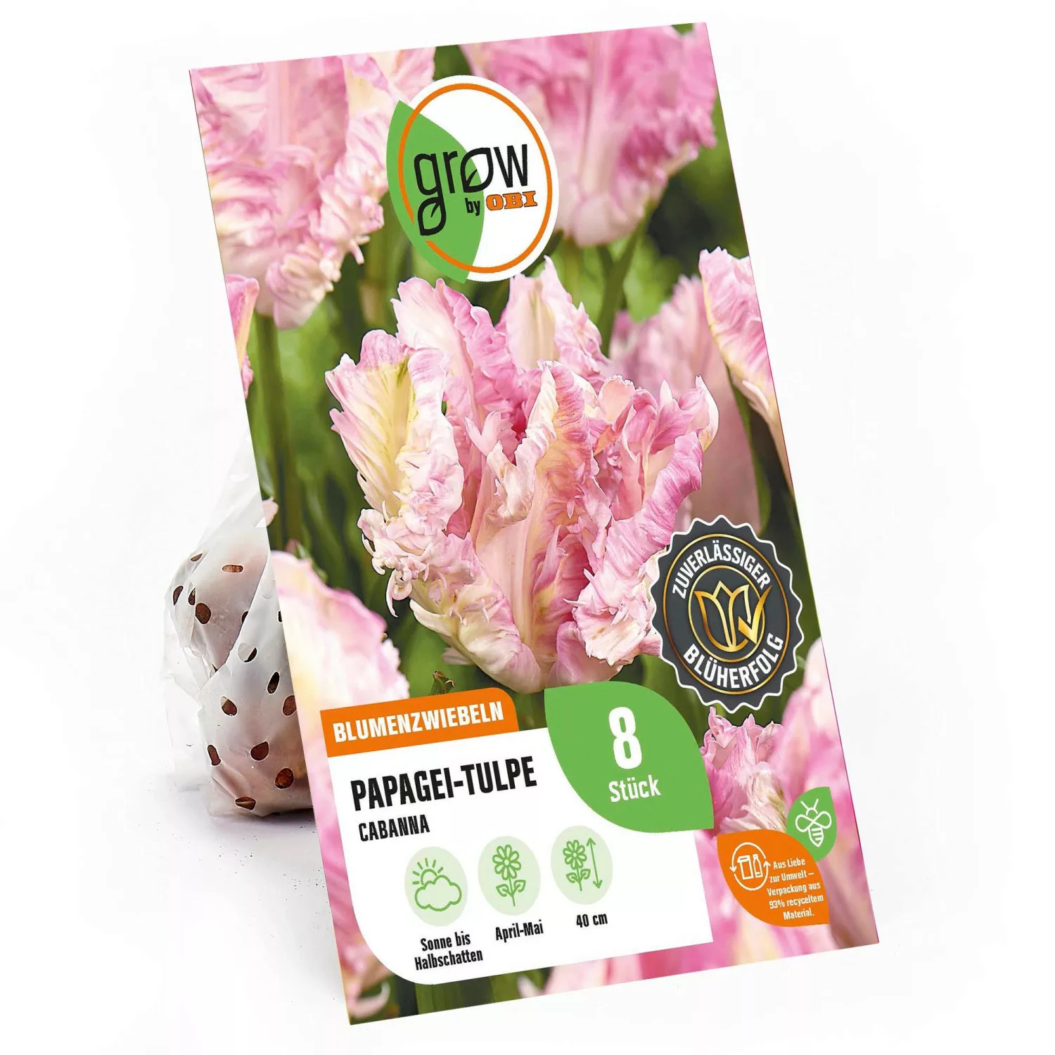 GROW by OBI Papagei-Tulpe Cabanna Rosa-Weiß-Grün 8 Stück Tulipa günstig online kaufen