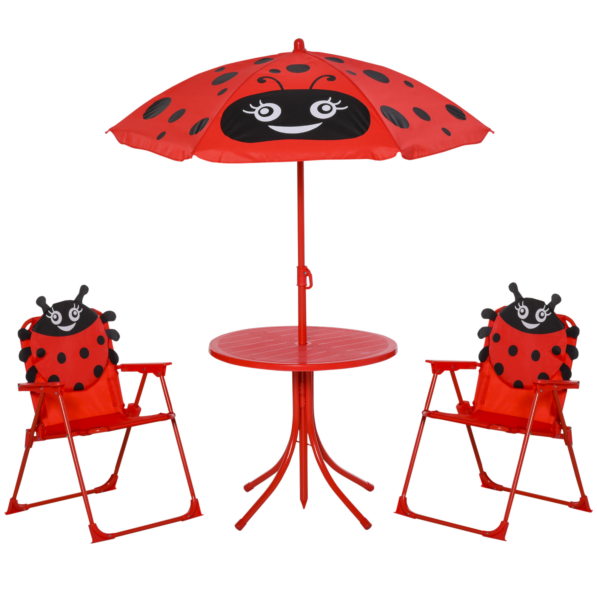 Outsunny Kindersitzgruppe Camping Gartentisch 2 Klappstühle Sonnenschirm 4t günstig online kaufen