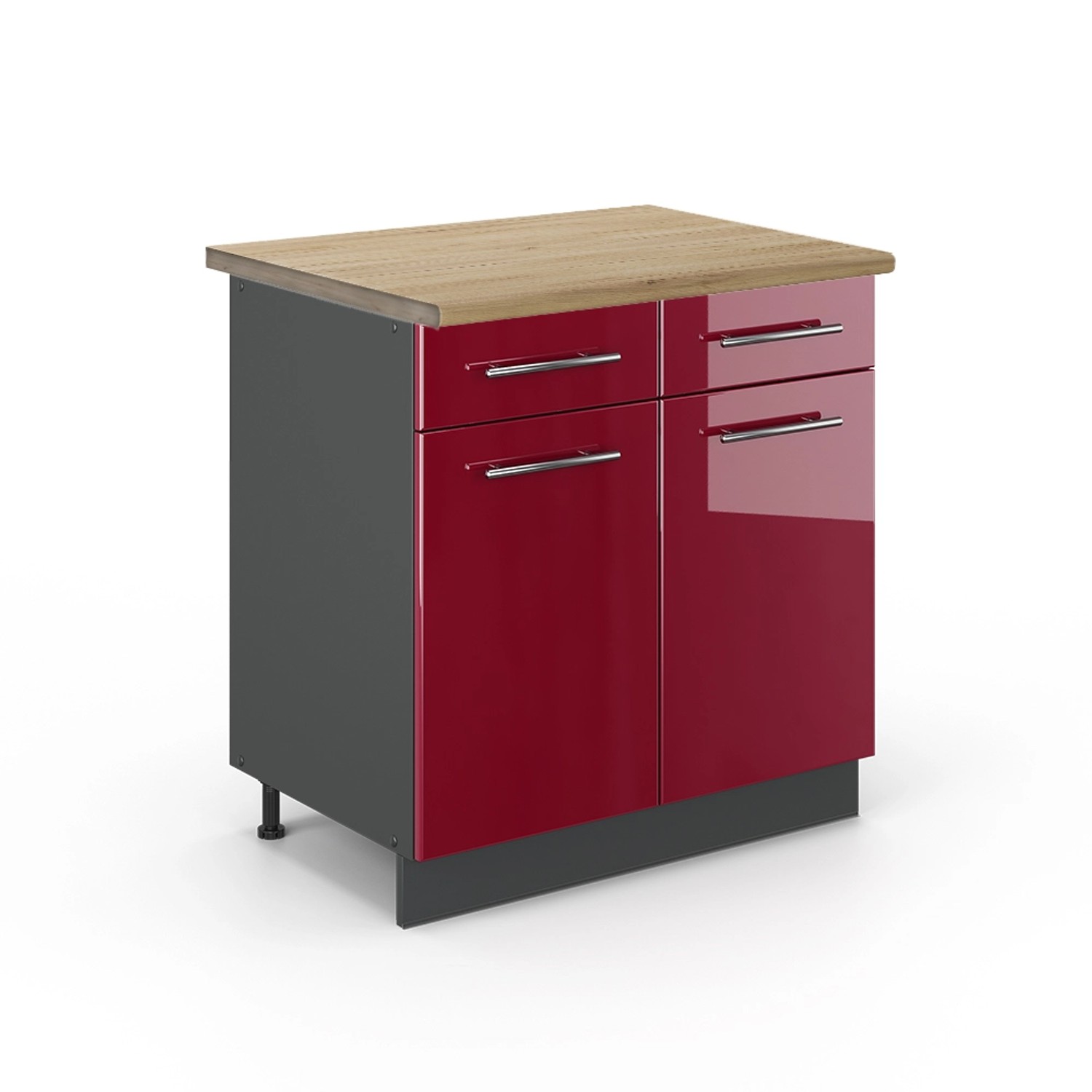 Vicco Unterschrank Fame-Line, Bordeaux Hochglanz/Anthrazit, 80 günstig online kaufen