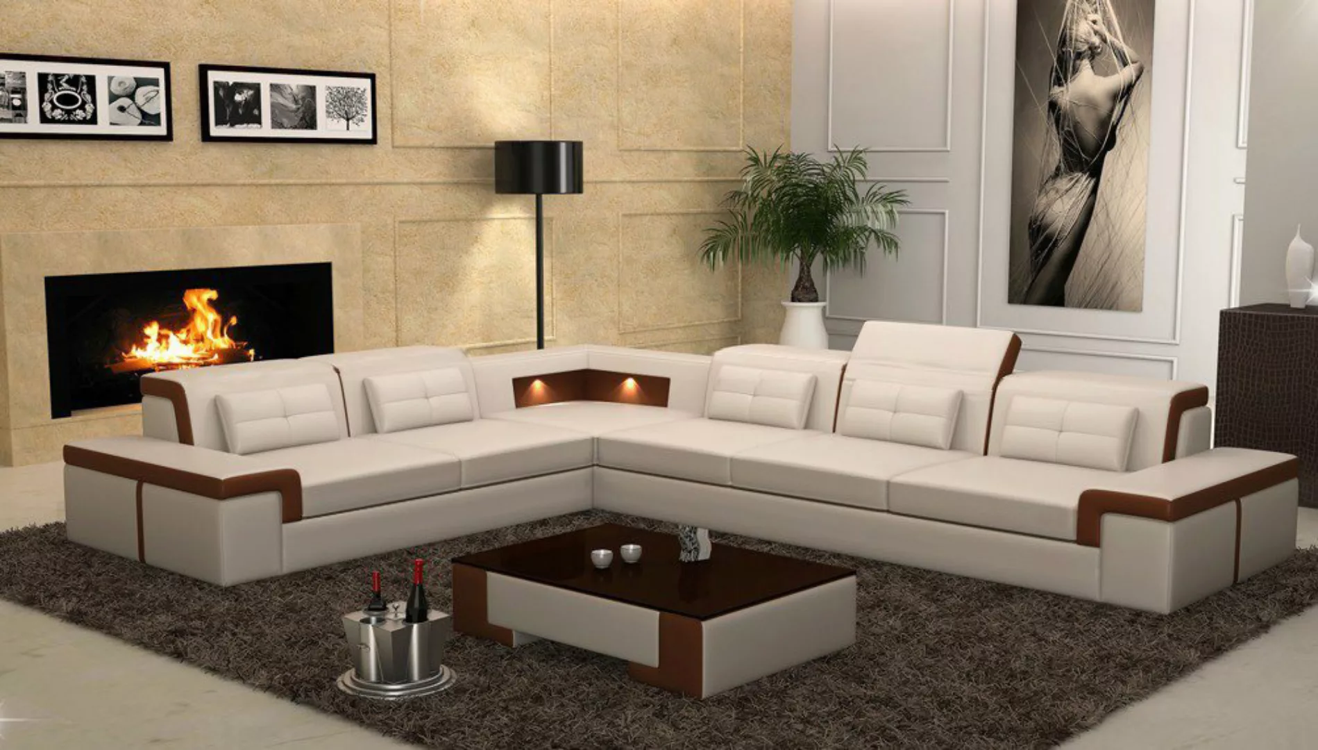 JVmoebel Ecksofa Ecke Leder Modern XXL Couch Wohnlandschaft Couchen Sofas S günstig online kaufen