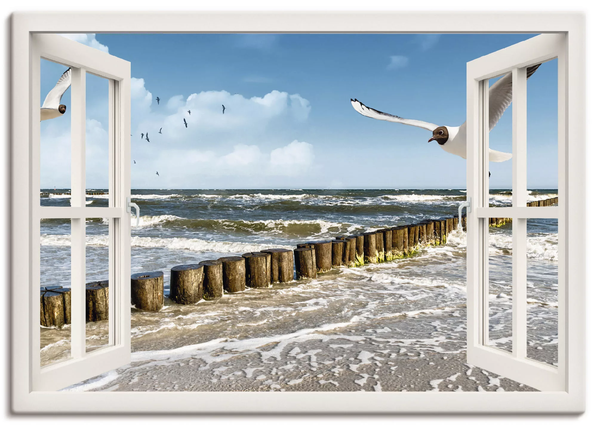 Artland Wandbild »Fensterblick - Ostsee«, Fensterblick, (1 St.), als Leinwa günstig online kaufen