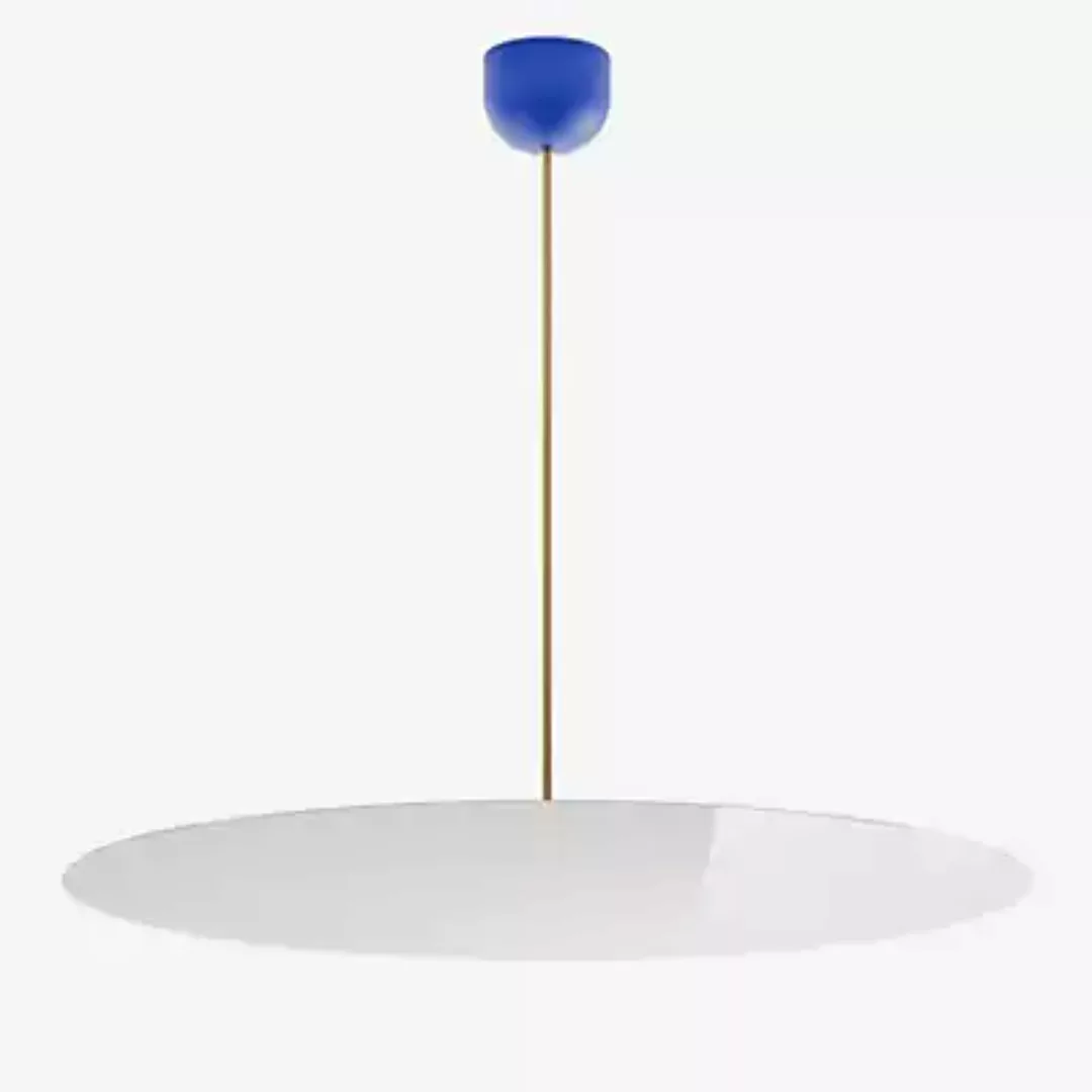 Luceplan Millimetro Pendelleuchte LED, blau/messing - H. 73 cm - ø85 - Phas günstig online kaufen