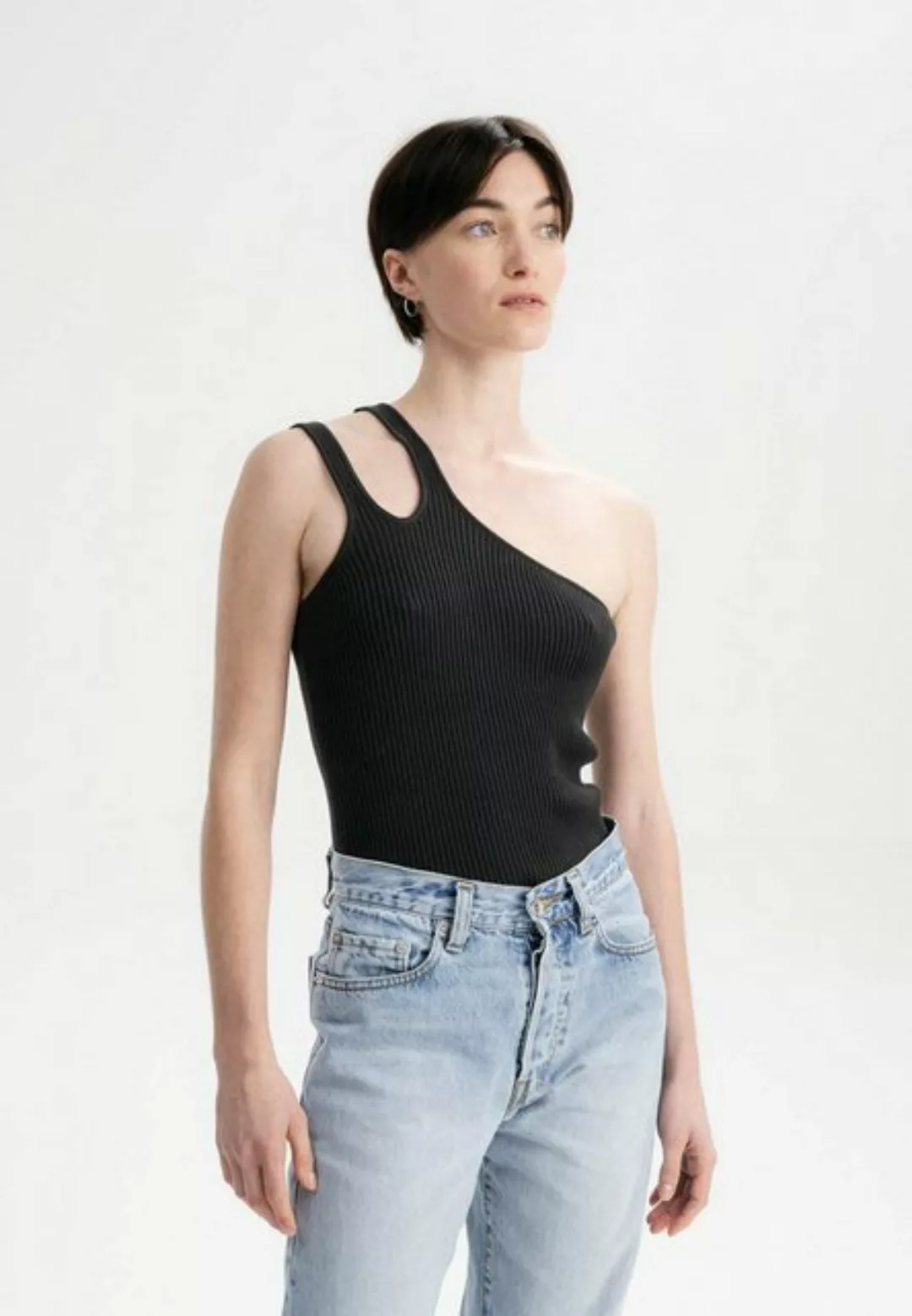 MELA Trägertop Damen One Shoulder Strick Top ROJANA Ärmellos günstig online kaufen