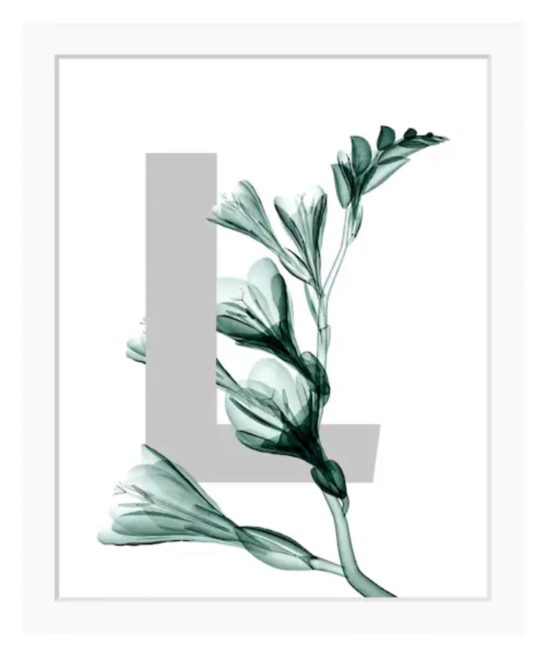 queence Bild »L-Flower«, Buchstaben, Blätter, gerahmt, Blume günstig online kaufen