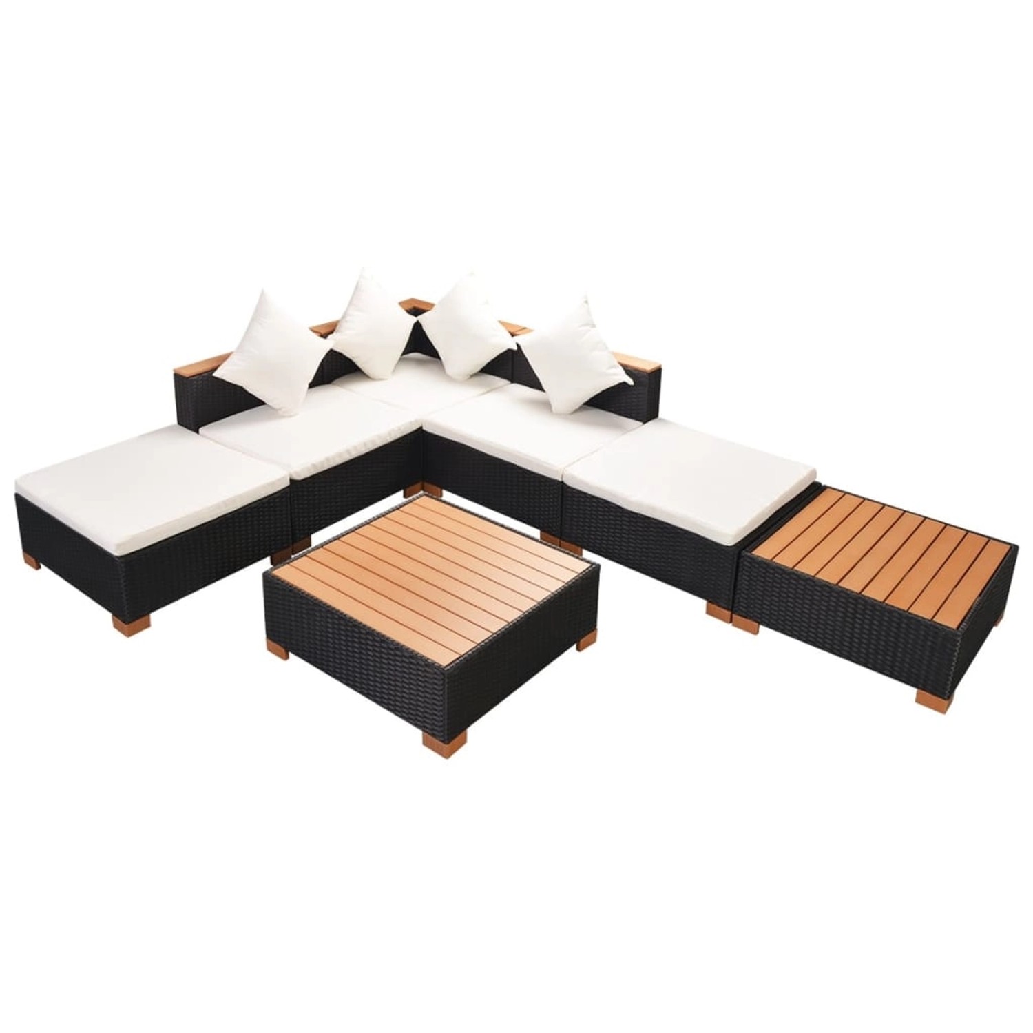 7-tlg. Garten-lounge-set Mit Auflagen Poly Rattan Schwarz günstig online kaufen