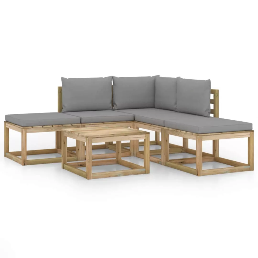 6-tlg. Garten-lounge-set Mit Grauen Kissen günstig online kaufen