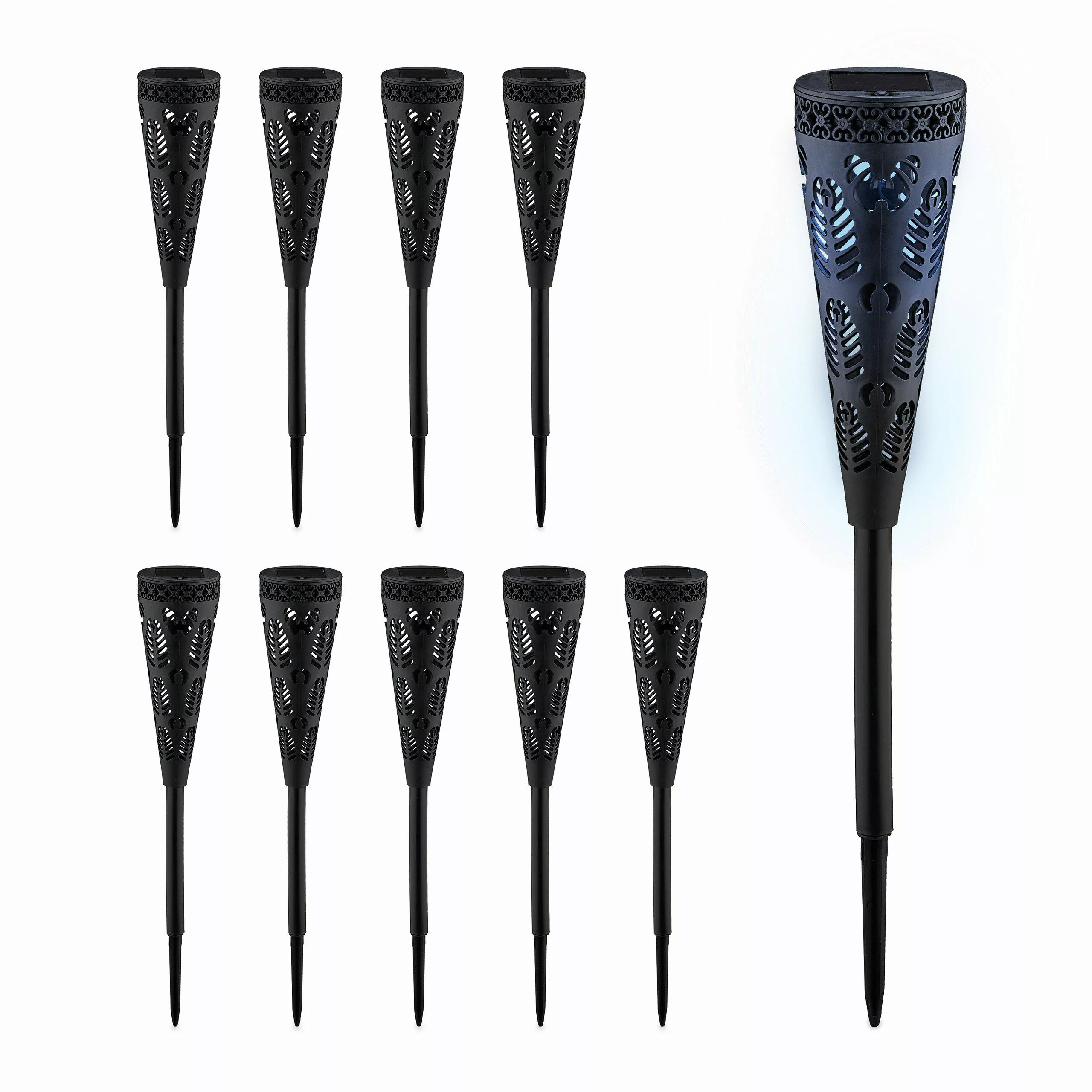 relaxdays LED Solarleuchte Solarlampen-Set mit Lichteffekt, günstig online kaufen