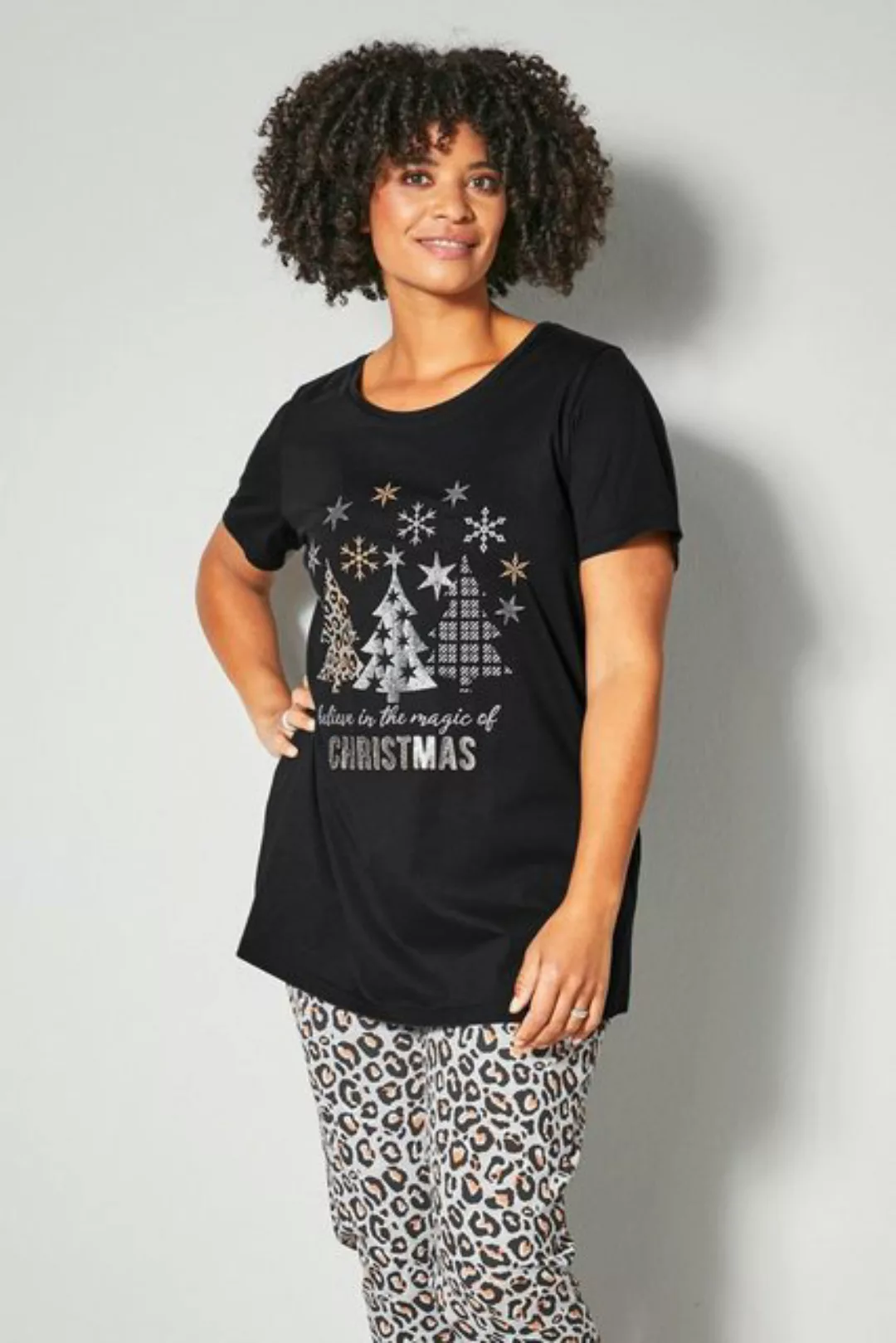 Janet & Joyce Rundhalsshirt T-Shirt Relaxed Fit Weihnachts-Motiv Rundhals günstig online kaufen