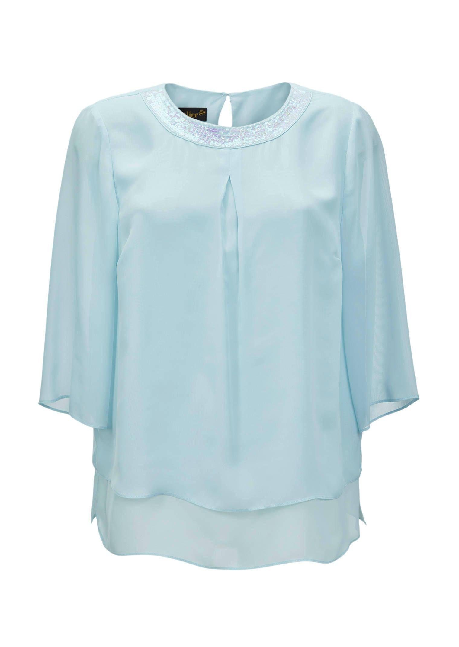 GOLDNER Kurzarmbluse Luftige Chiffonbluse mit Pailletten günstig online kaufen