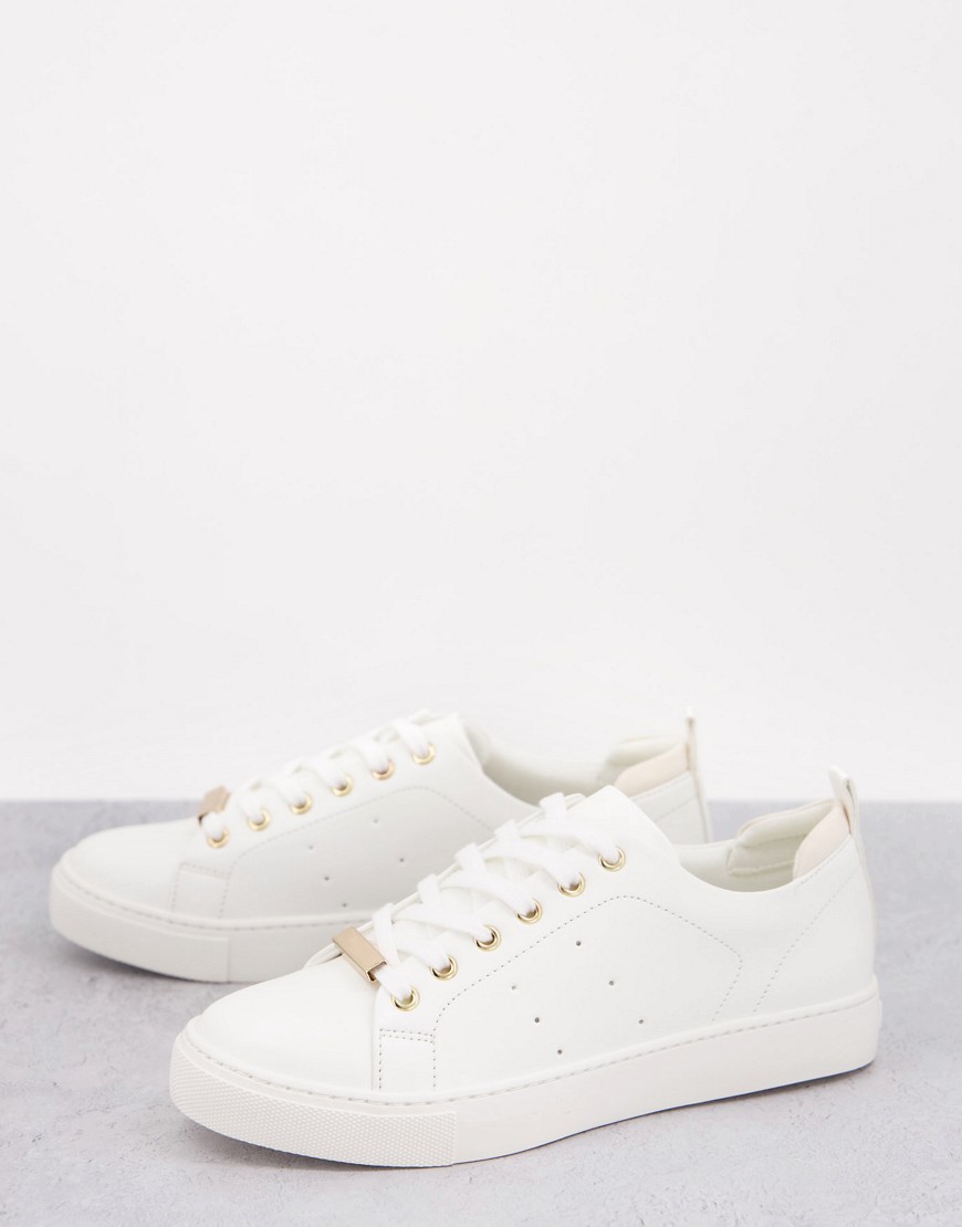 Aldo – Mirarevia – Sneaker zum Schnüren in Weiß mit goldenen Details günstig online kaufen