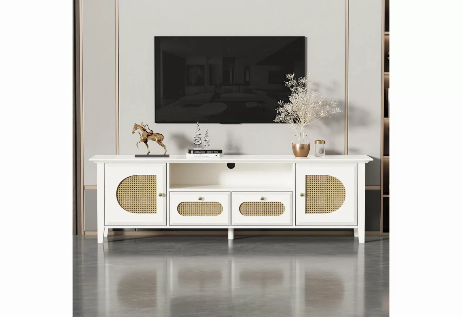 FUROKOY TV-Schrank Wohnzimmer-Rattan-Möbelkombination,Leicht zu montieren ( günstig online kaufen