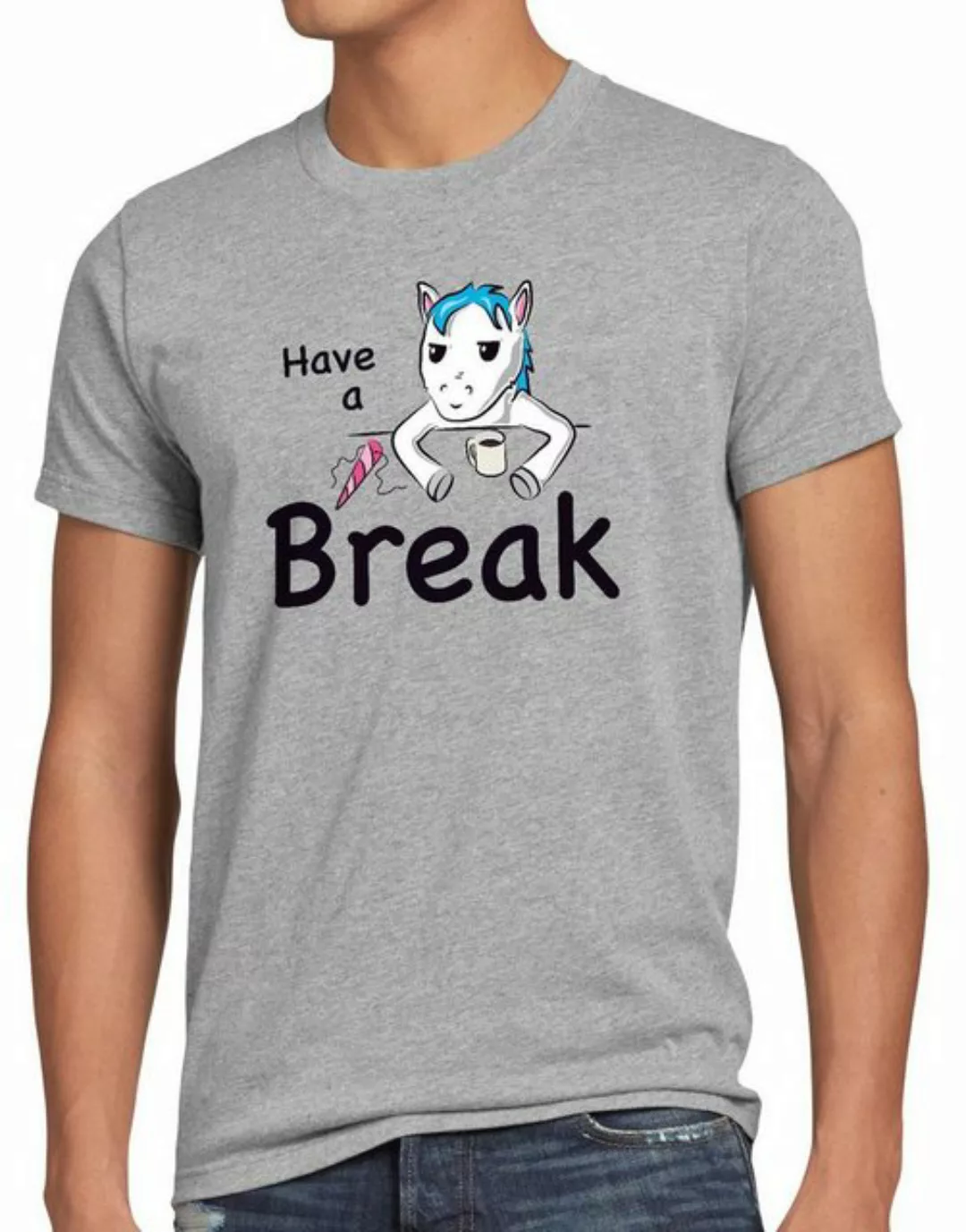 style3 Print-Shirt Herren T-Shirt Have a Break Einhorn Unicorn pause fun fu günstig online kaufen