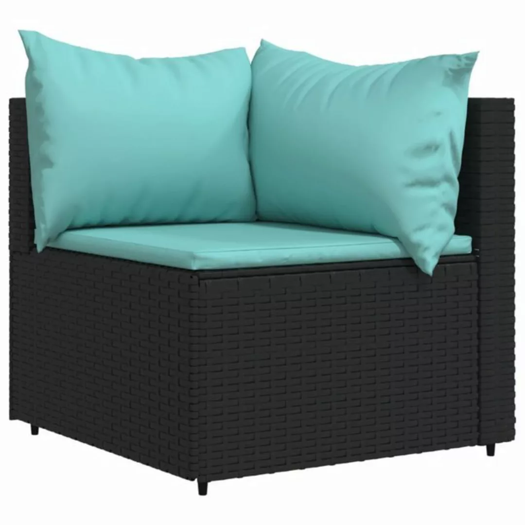 vidaXL Loungesofa Garten-Ecksofa mit Kissen Schwarz Poly Rattan, 1 Teile günstig online kaufen