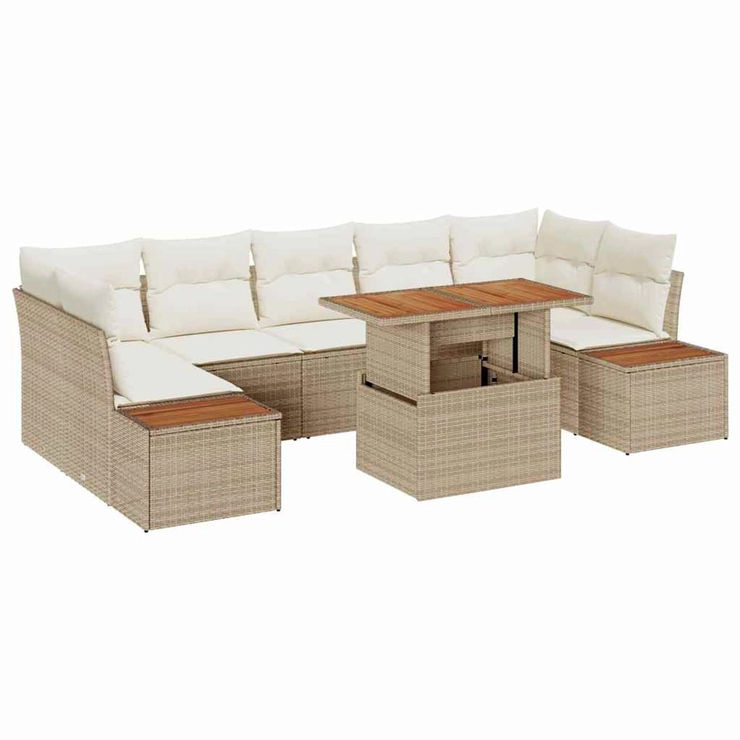 vidaXL Garten-Sofa-Set mit Speicher 8-Tlg Beige Poly Rattan 3358785 günstig online kaufen