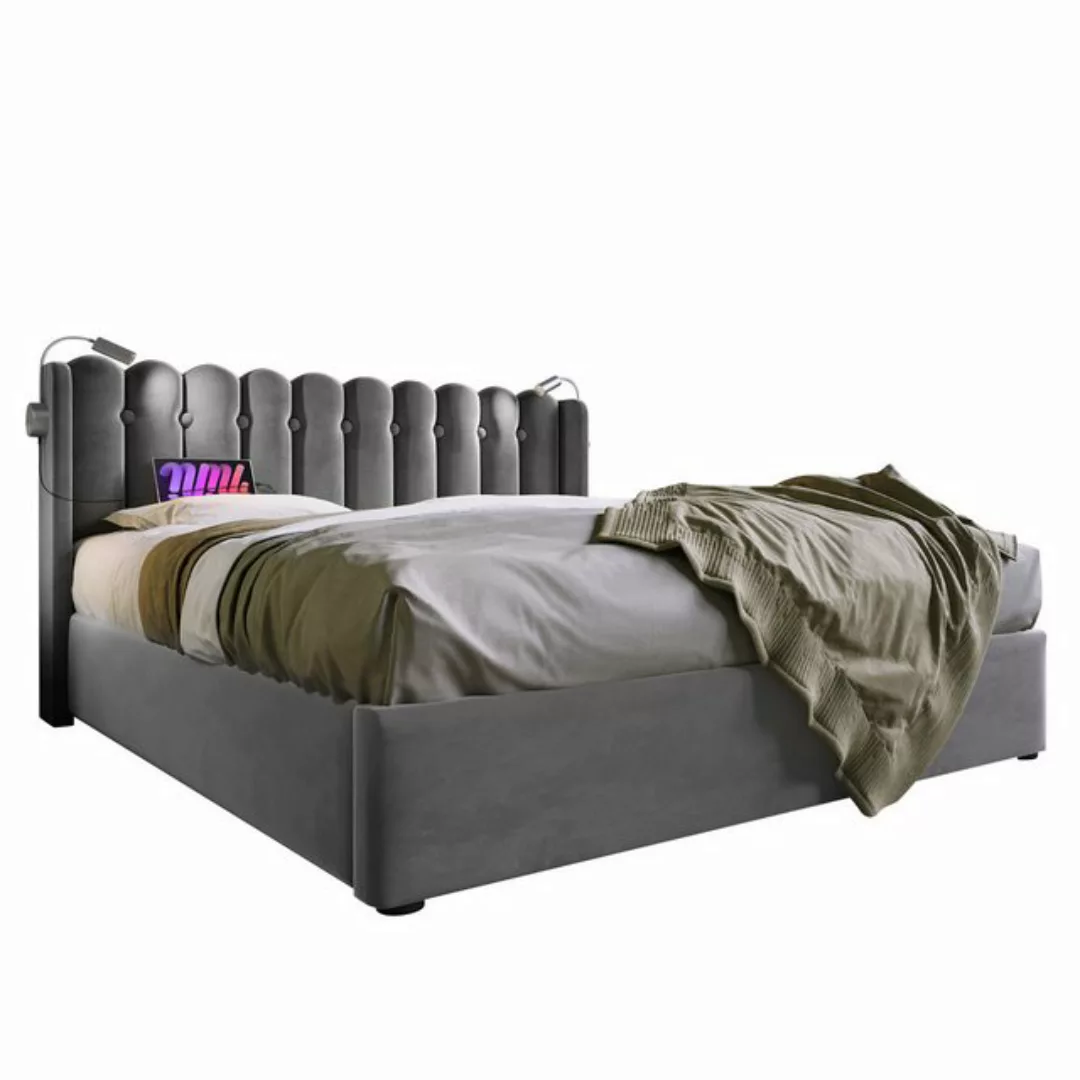 Sweiko Polsterbett, Stauraumbett, Leselicht mit Ladefunktion, 160*200cm, mi günstig online kaufen