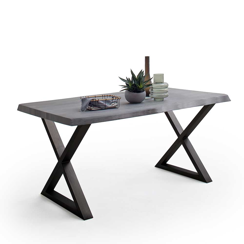 Esstisch Holztisch in Akazie Grau aus Massivholz günstig online kaufen