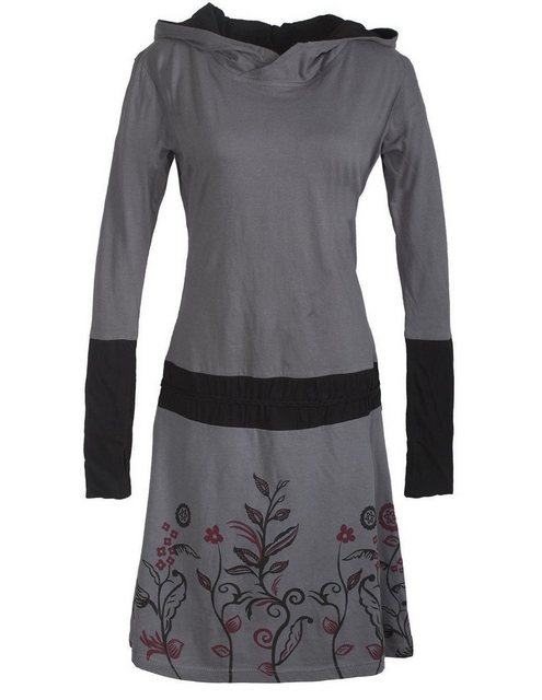 Vishes Jerseykleid Blumen Kleid mit Kapuze und geknüpftem Gürtel Ethno, Goa günstig online kaufen