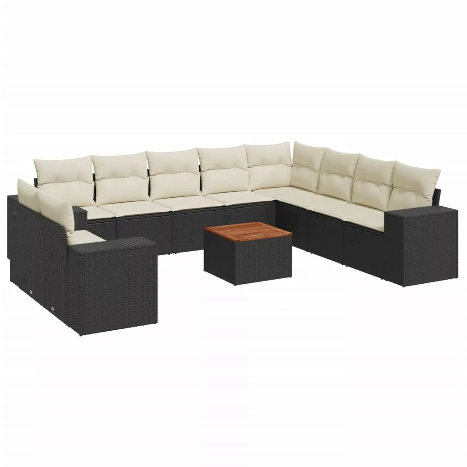 vidaXL 11-tlg Garten-Sofagarnitur mit Kissen Schwarz Poly Rattan Modell 114 günstig online kaufen