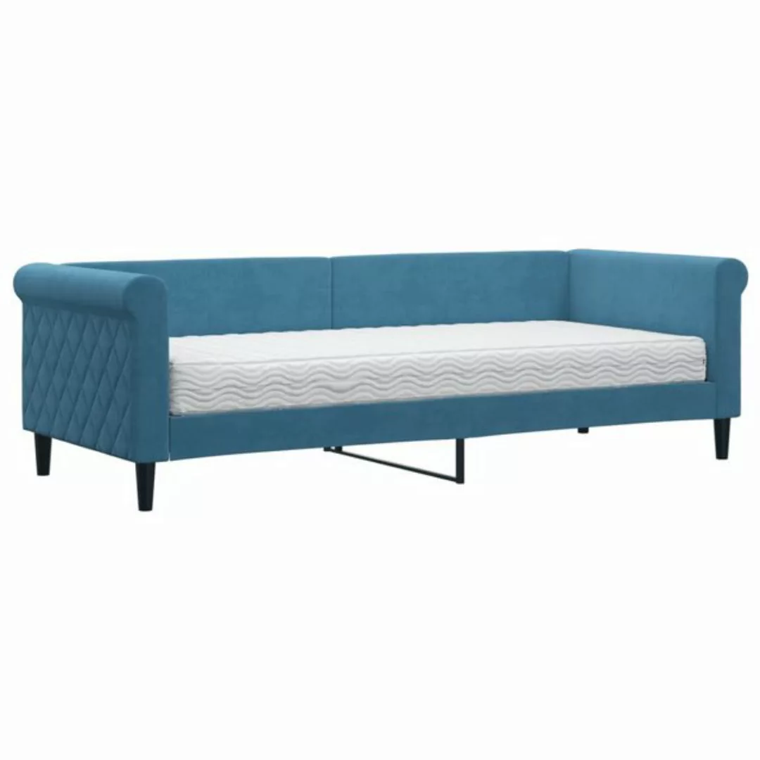 vidaXL Gästebett Gästebett Tagesbett mit Matratze Blau 80x200 cm Samt Bett günstig online kaufen