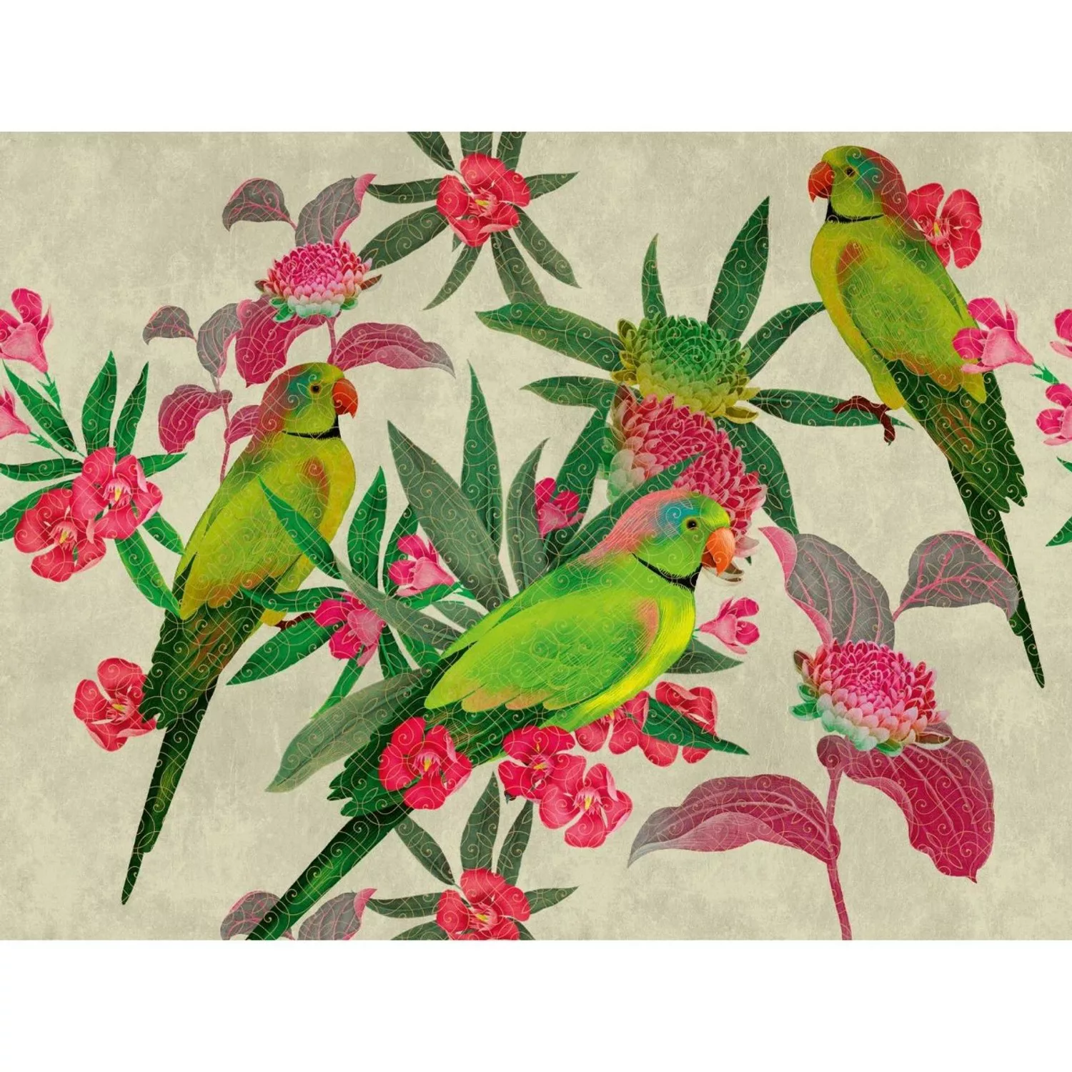 Bricoflor Fototapete Mit Papageien In Grün Pink Dschungel Tapete Bunt Für J günstig online kaufen
