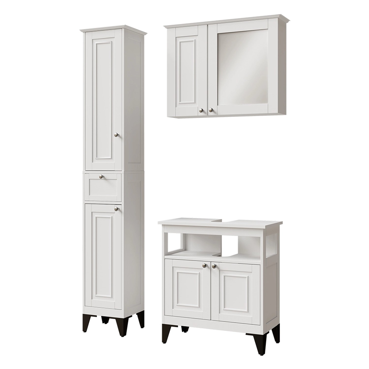 Vicco Badmöbel-Set Vanity Weiß 3 Teile Opt 2 günstig online kaufen
