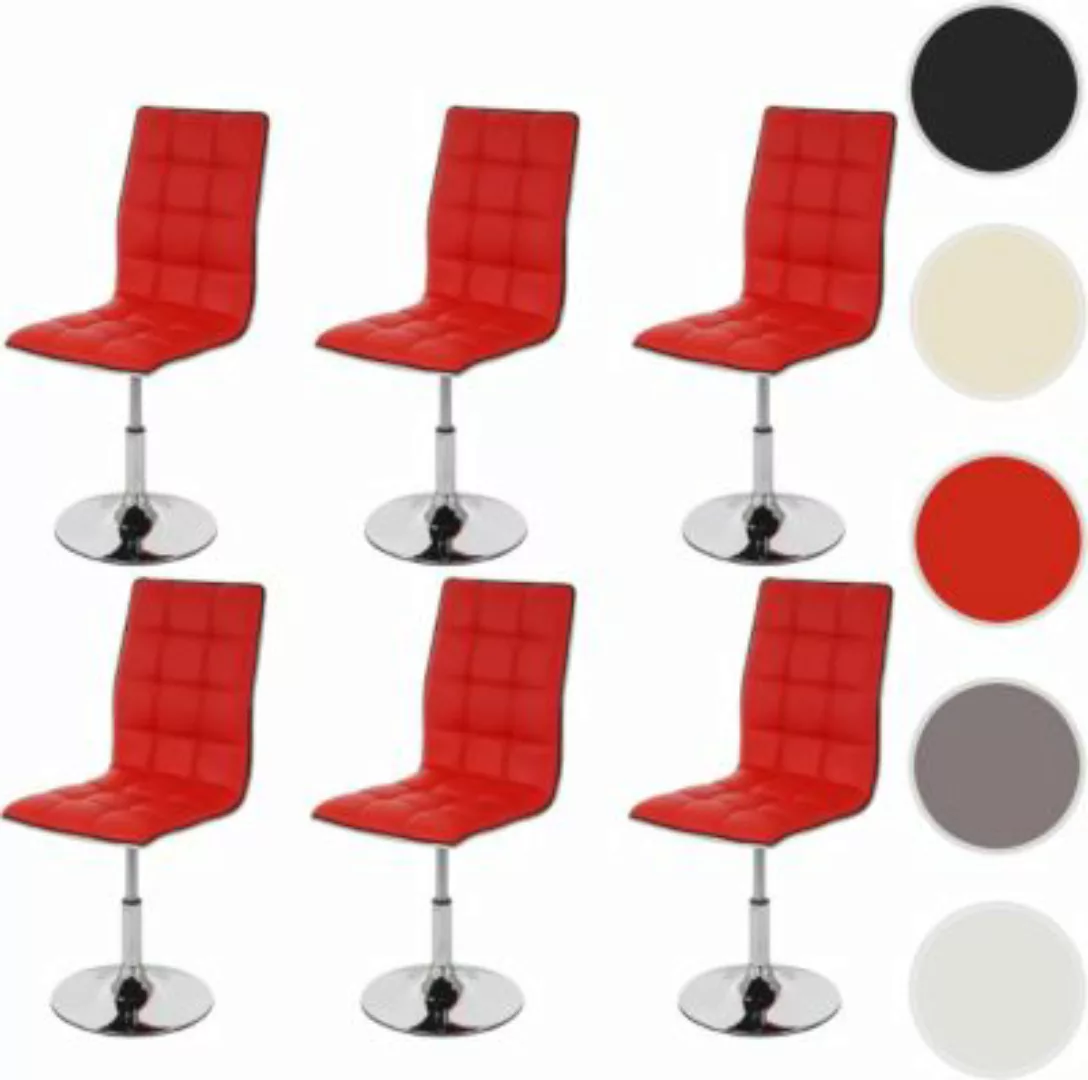 HWC Mendler 6er-Set Esszimmerstuhl rot günstig online kaufen
