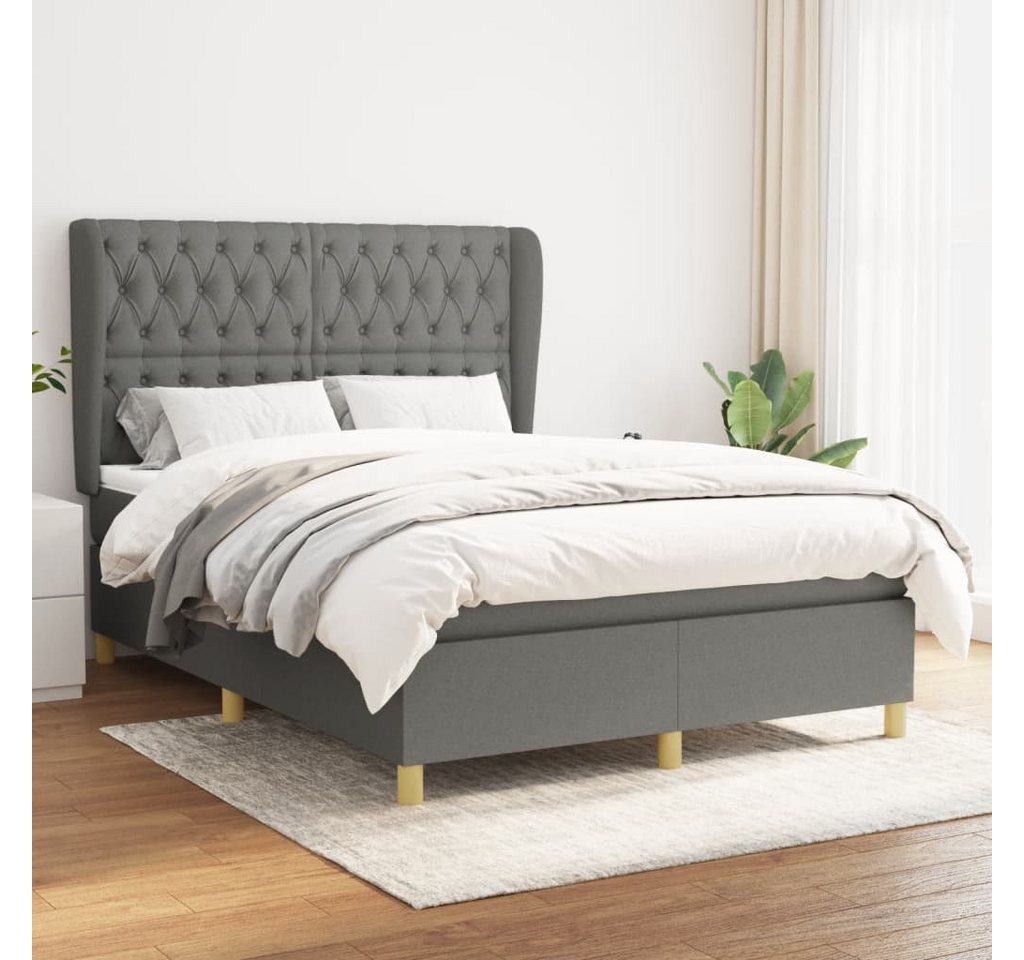 vidaXL Boxspringbett Boxspringbett mit Matratze Dunkelgrau 140x200 cm Stoff günstig online kaufen