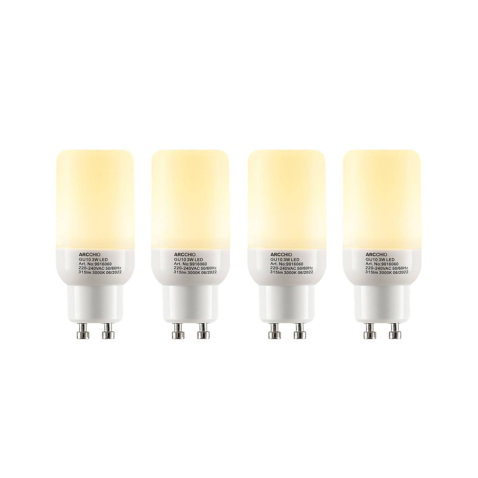 Arcchio LED-Röhrenlampe GU10 3W 3.000K 4er-Set günstig online kaufen