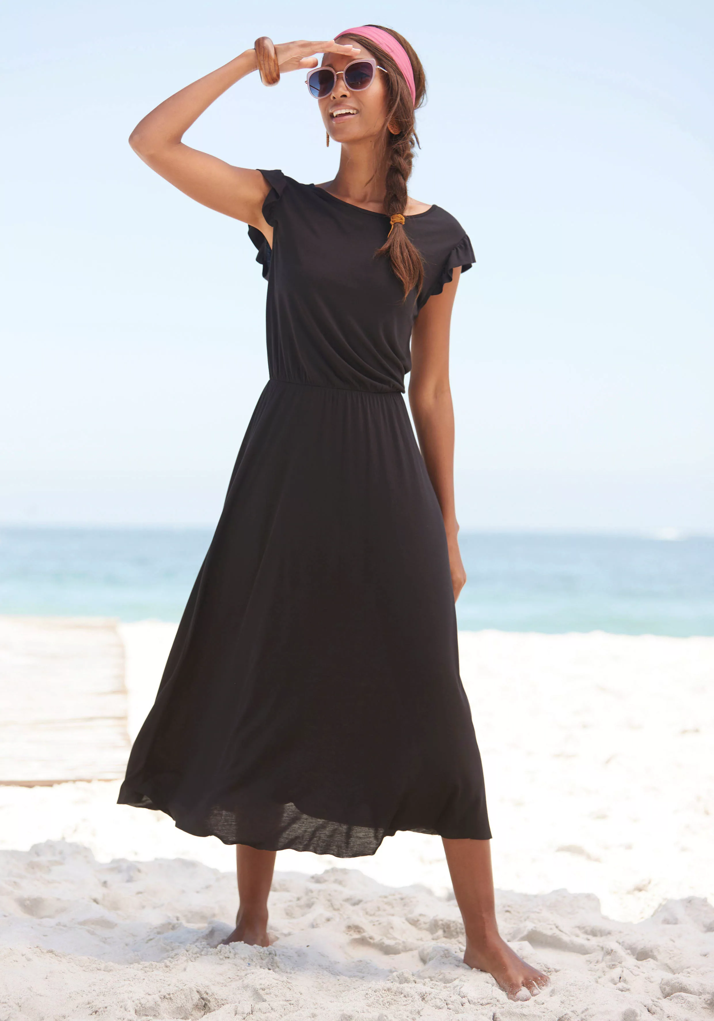 Beachtime Midikleid aus Viskosejersey, kurzärmliges Sommerkleid, Strandklei günstig online kaufen