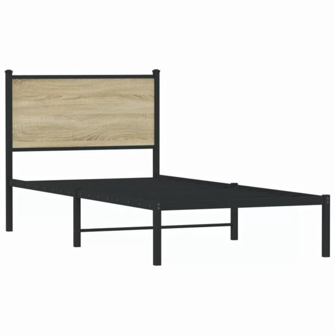 vidaXL Bett Metallbett ohne Matratze Sonoma-Eiche 90x190 cm günstig online kaufen