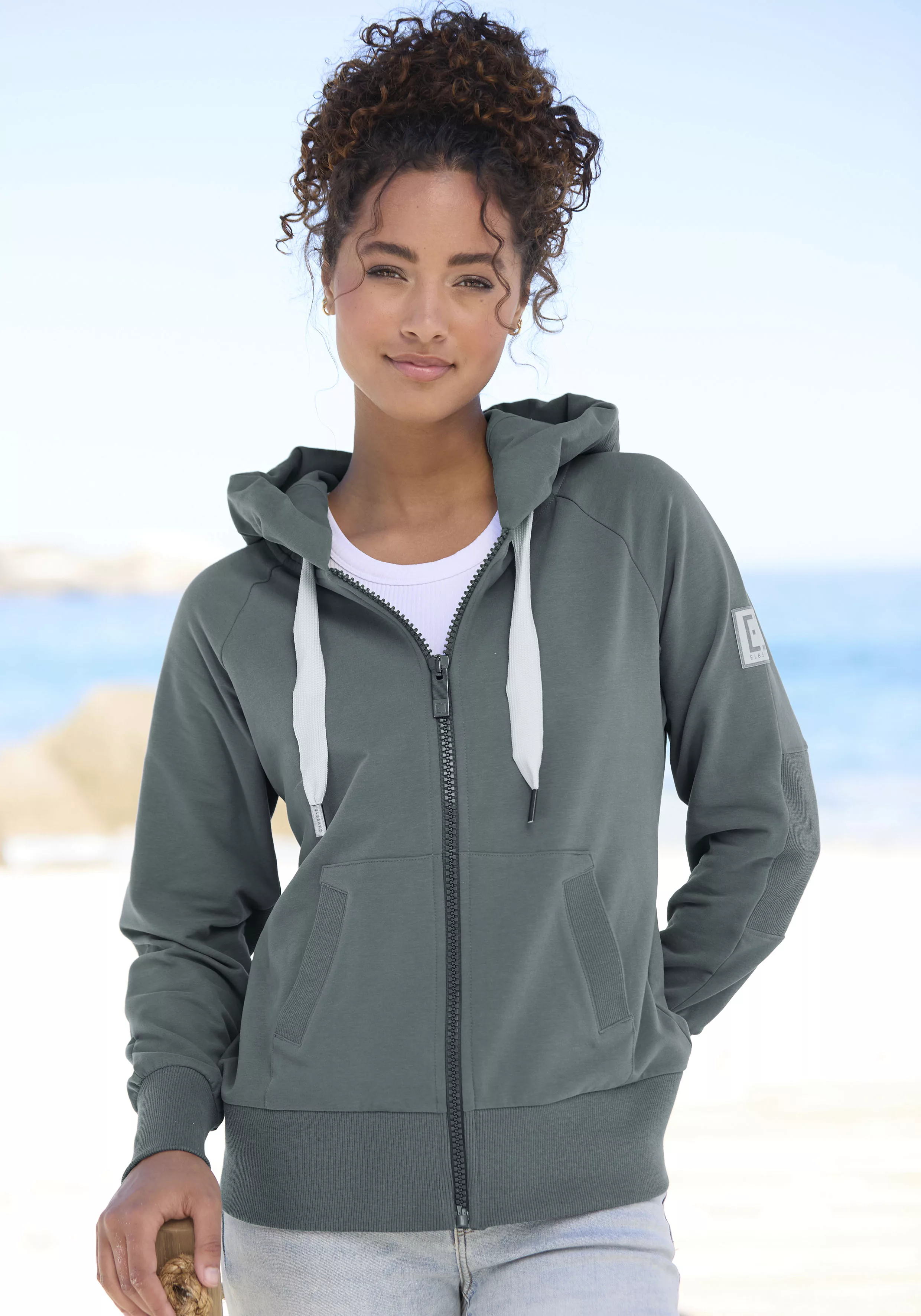 Elbsand Kapuzensweatjacke "Kelda", mit Logo-Stickerei an der Kapuze, Basic günstig online kaufen