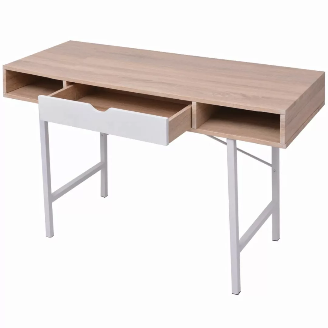 Schreibtisch Mit 1 Schublade Eiche Und Weiß günstig online kaufen