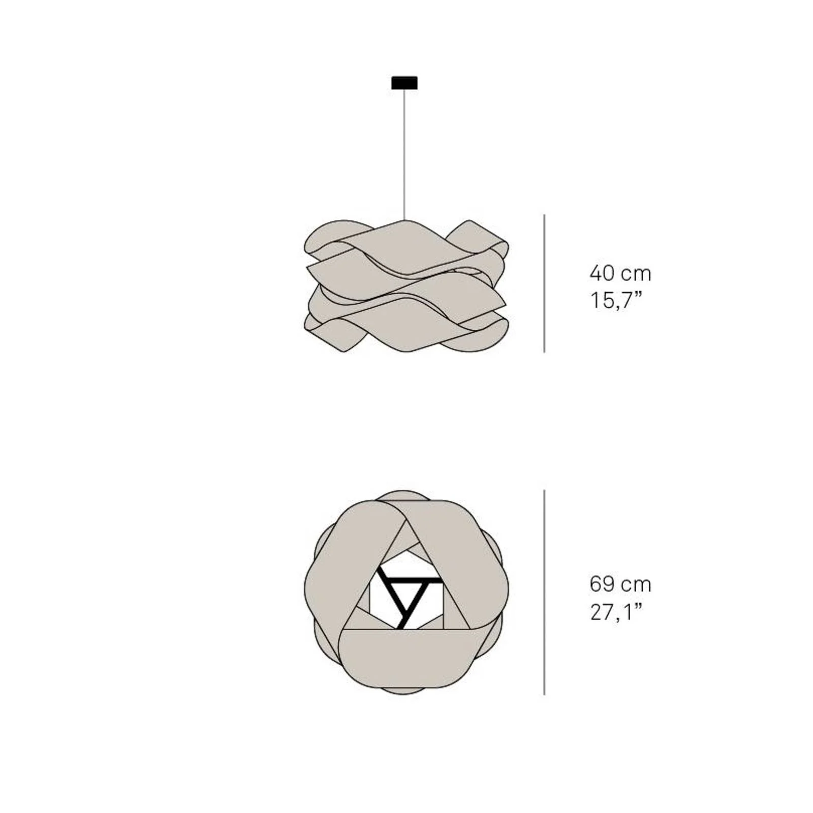 LZF Hängeleuchte Link, Ø 46 cm, elfenbein, Holzfurnier günstig online kaufen