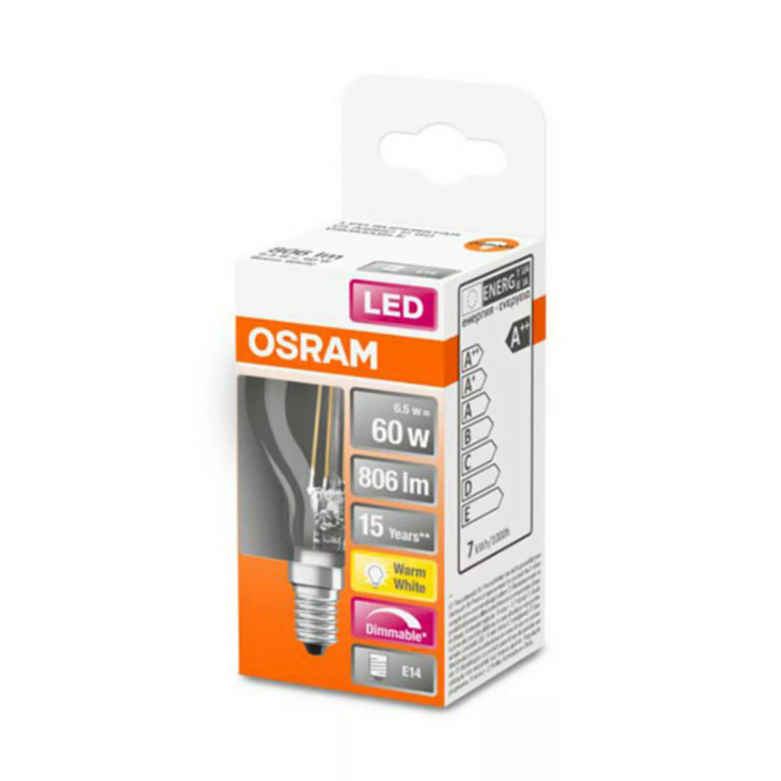 Osram LED-Leuchtmittel E14 Tropfenform 5,5 W 806 lm 7,7 x 4,5 cm (H x Ø) günstig online kaufen