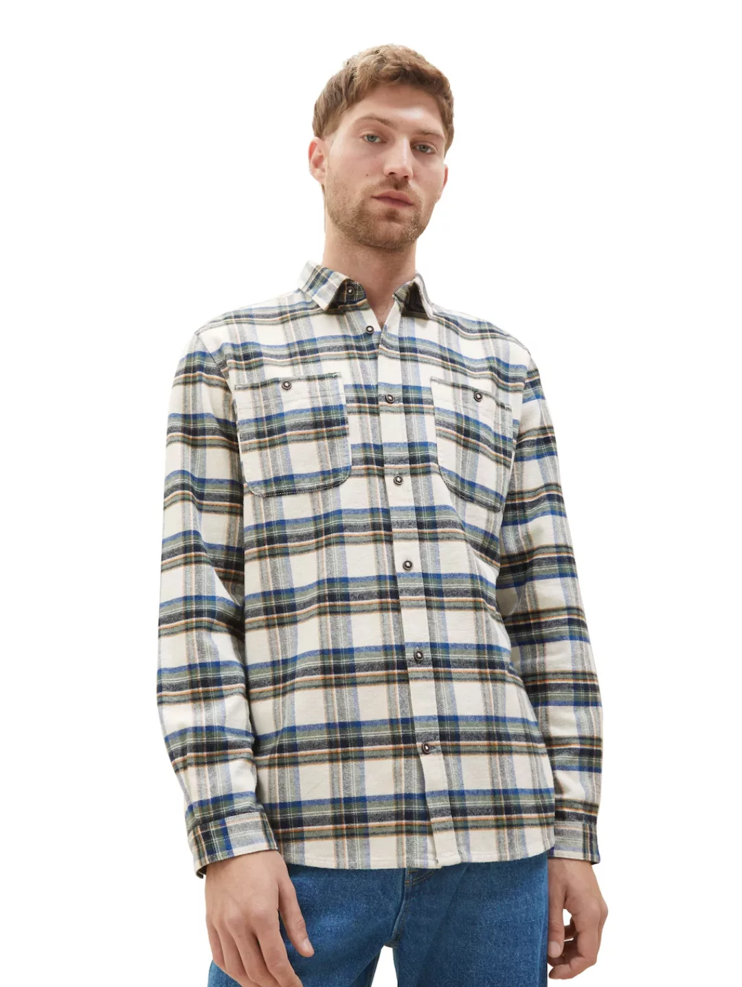 Tom Tailor Herren Langarm Hemd CHECKED - Relaxed Fit günstig online kaufen