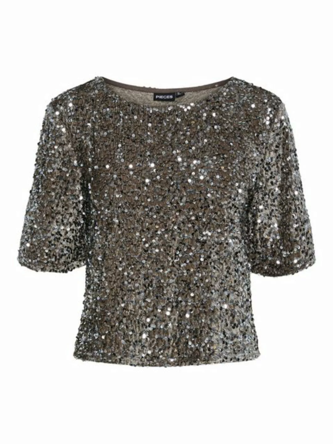 pieces Kurzarmbluse - Kurzarmshirt - Paillettenshirt - Bluse - PCKAM SS TOP günstig online kaufen