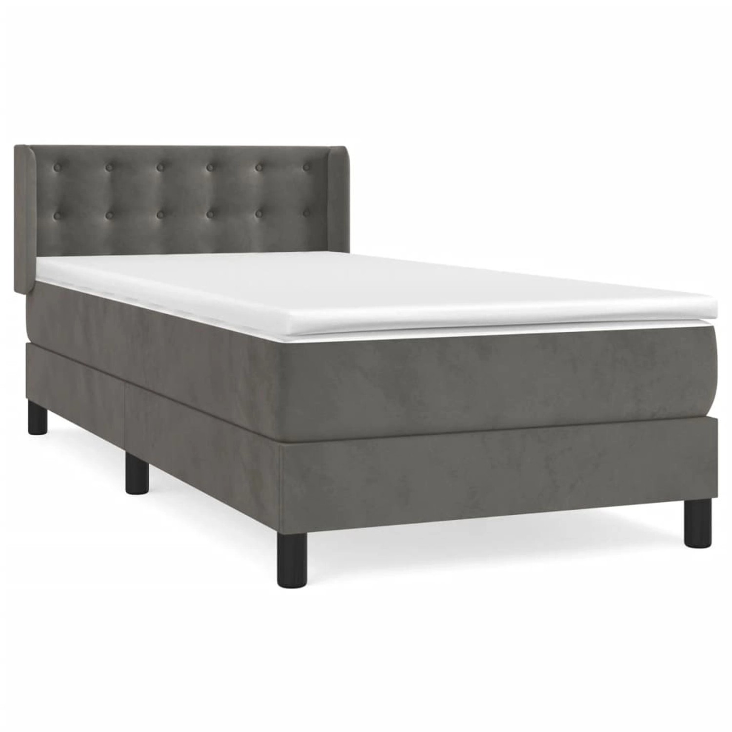 vidaXL Boxspringbett Boxspringbett mit Matratze Dunkelgrau 100x200 cm Samt günstig online kaufen