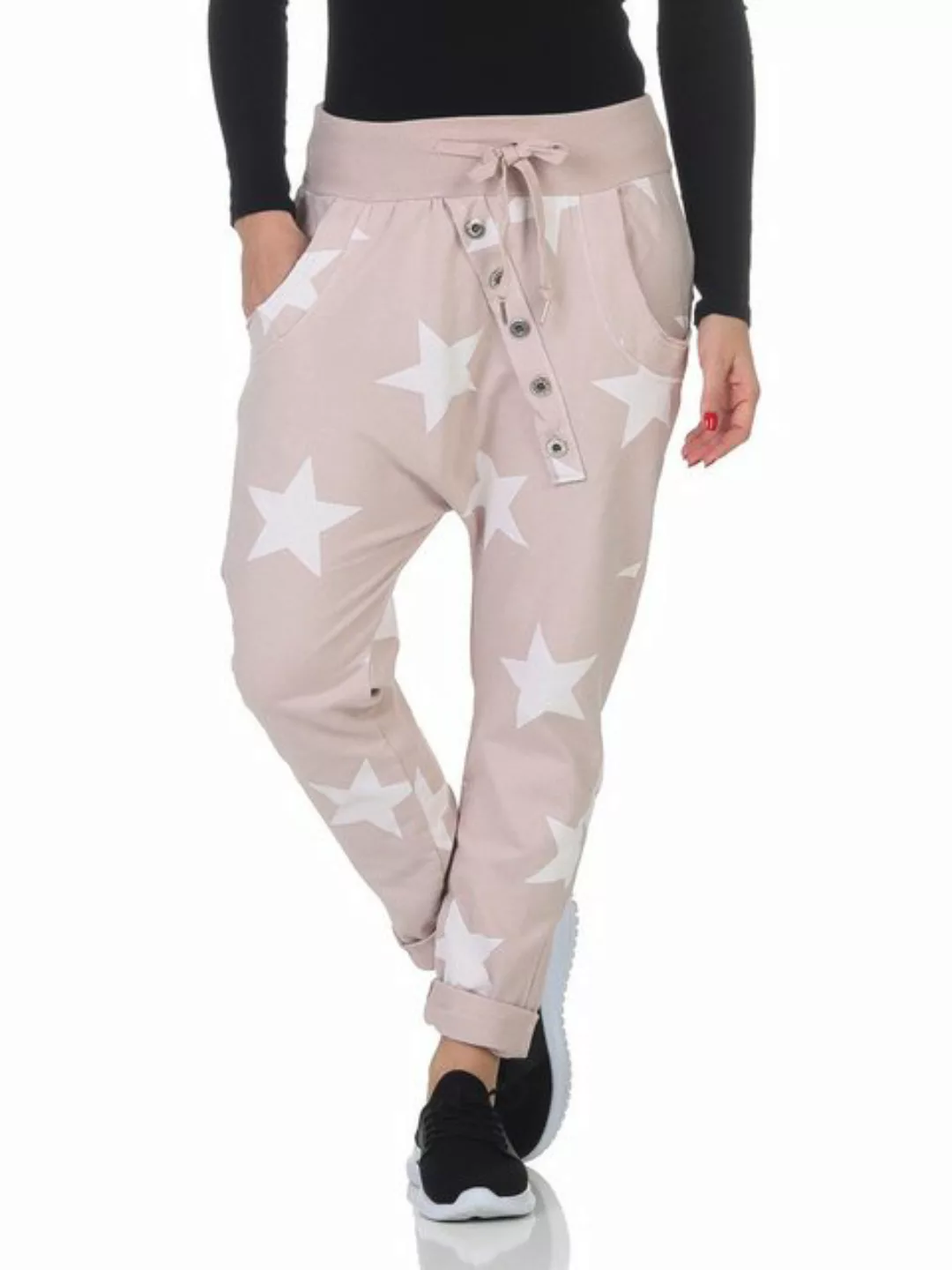 Mississhop Boyfriend-Hose Damen Hose Sweatpants Jogginghose Sterne M.132 günstig online kaufen