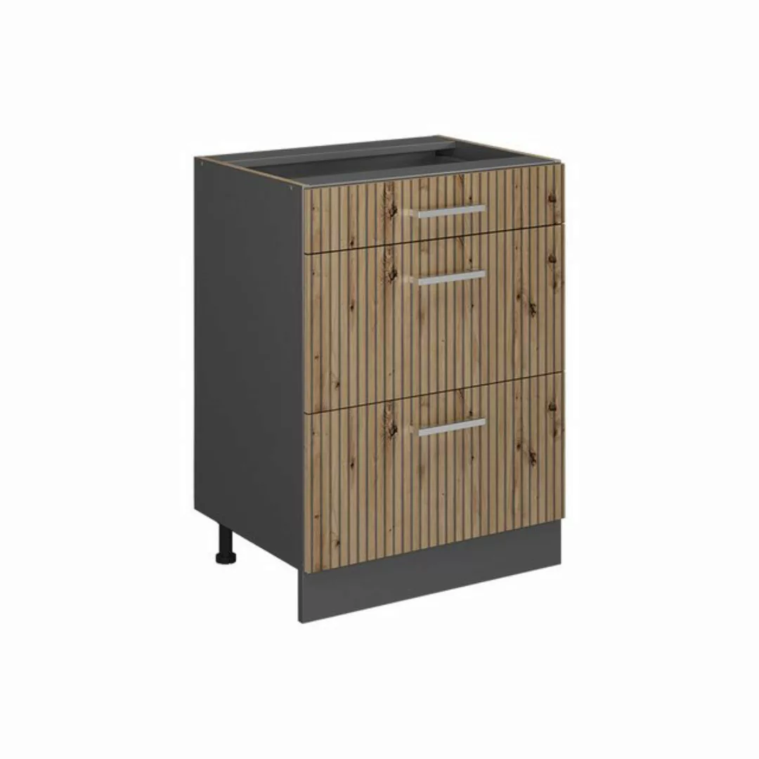 Vicco Unterschrank R-Line, Artisan-Eiche/Anthrazit, 60 cm mit Schubladen, A günstig online kaufen