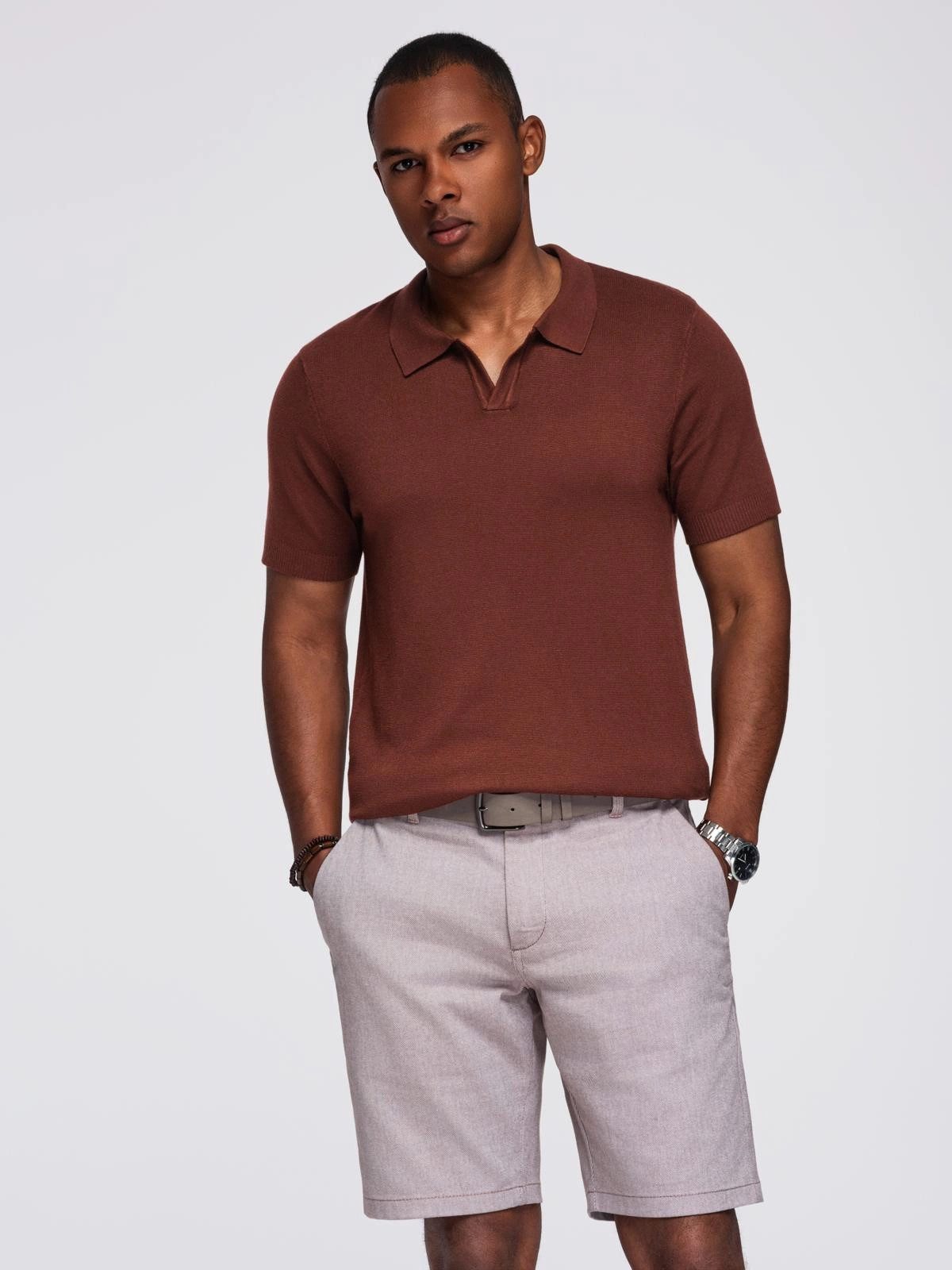 OMBRE Poloshirt Knopfloses Herren-Poloshirt mit klassischer günstig online kaufen
