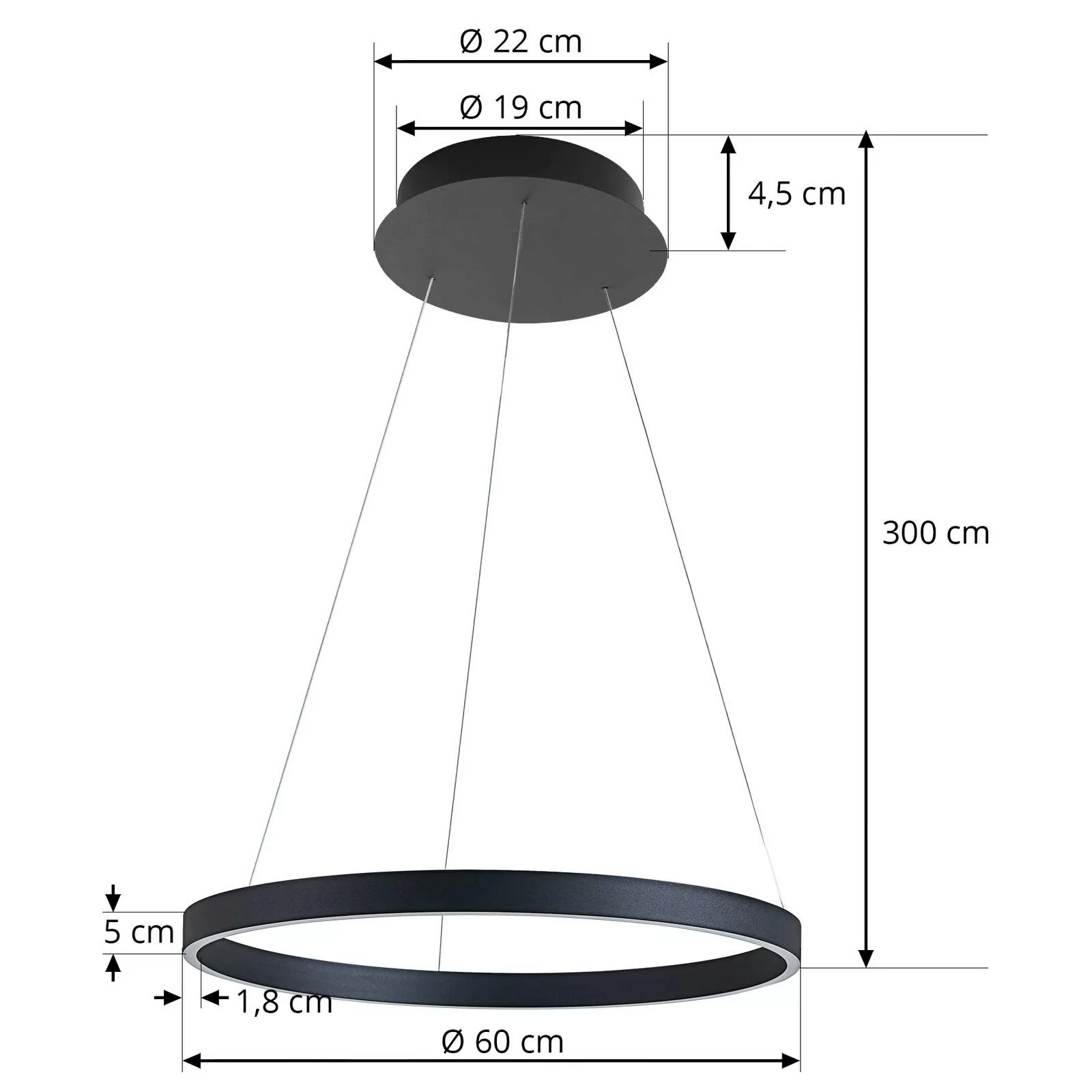 Arcchio Answin LED-Hängeleuchte 52,8 W schwarz günstig online kaufen