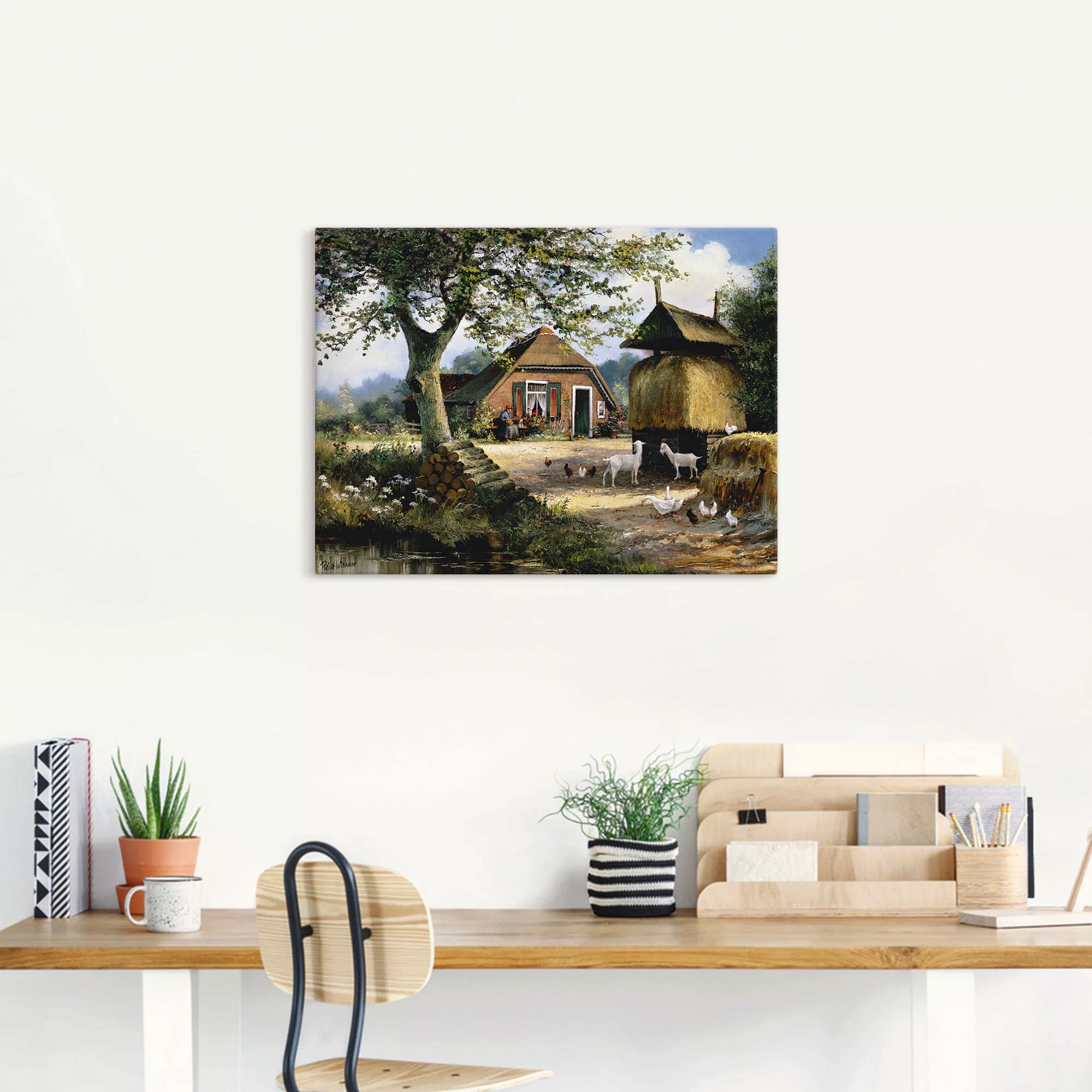 Artland Wandbild »Idyllische Farm mit Hühnern und Ziegen«, Garten, (1 St.), günstig online kaufen