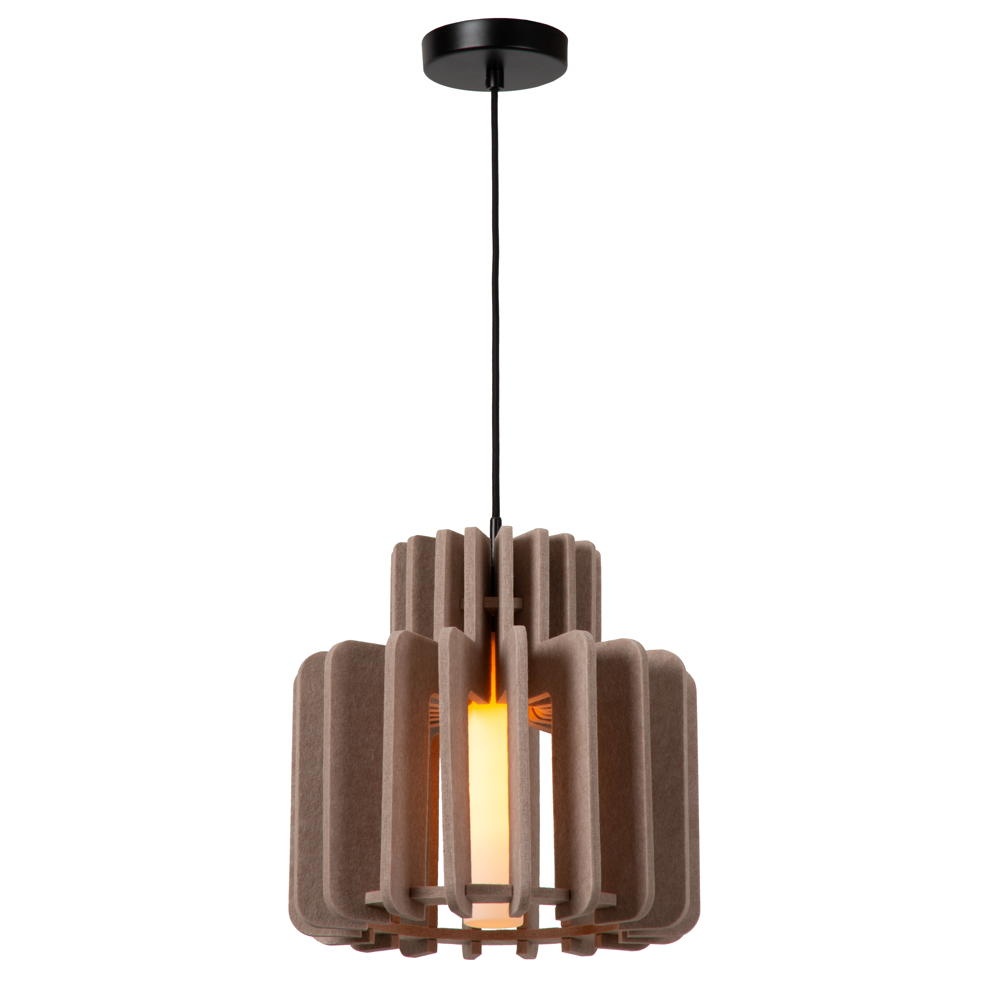 Pendelleuchte Rollo in Taupe und Weiß E27 310mm günstig online kaufen