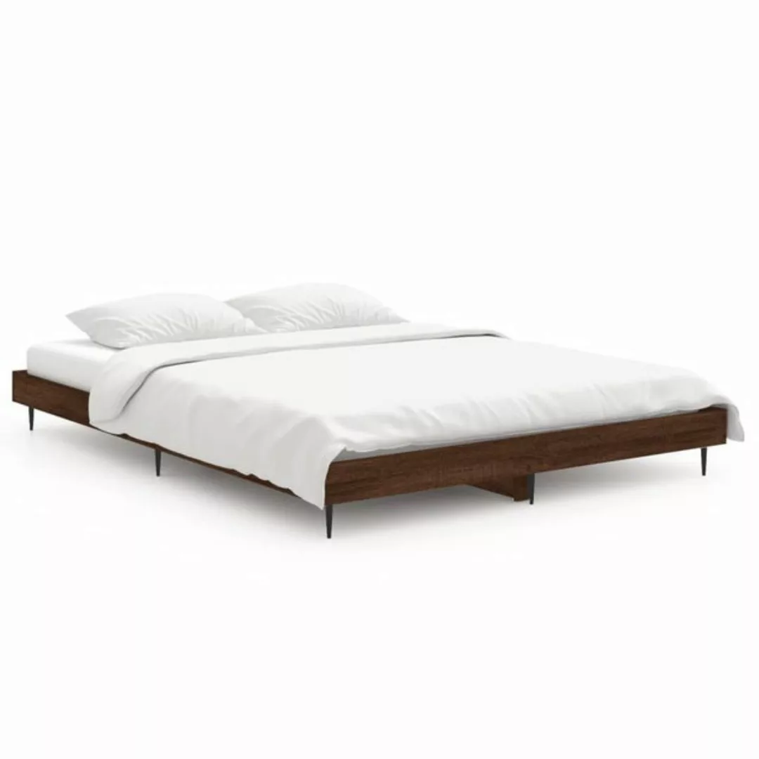 furnicato Bett Bettgestell Braun Eichen-Optik 135x190 cm Holzwerkstoff günstig online kaufen