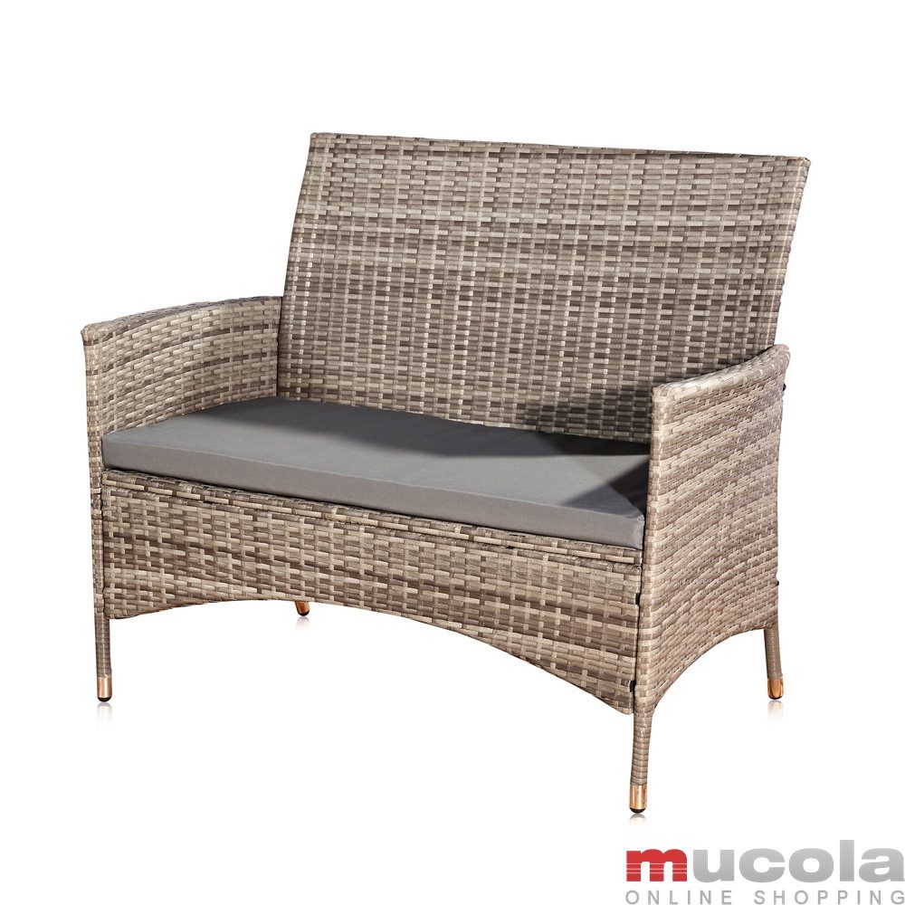 Mucola Gartenbank Gartenbank Sitzbank Polyrattan Schwarz günstig online kaufen