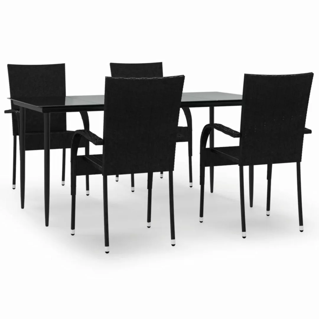 Vidaxl 5-tlg. Garten-essgruppe Schwarz Poly Rattan günstig online kaufen