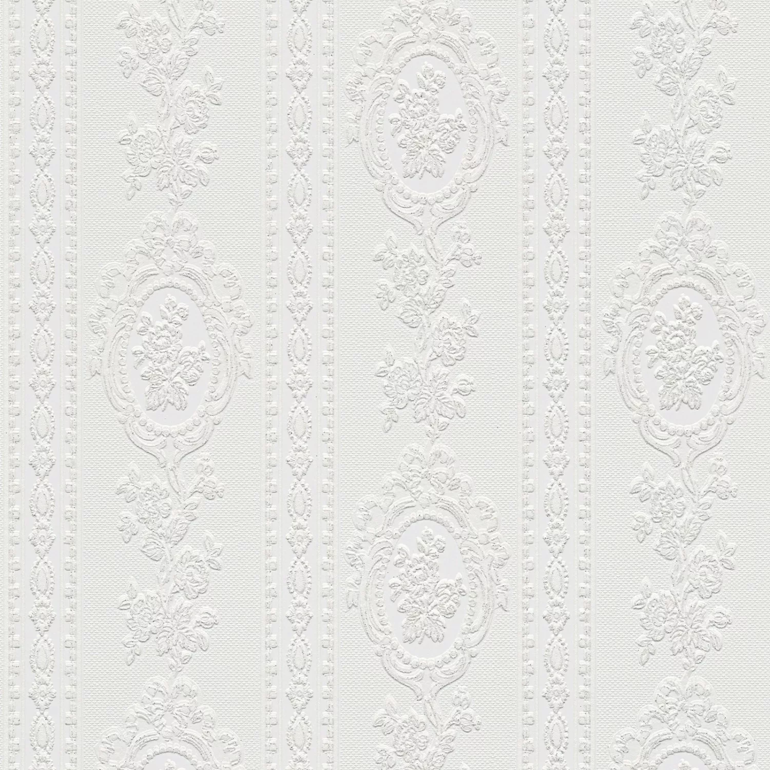 Bricoflor Romantische Tapete in Weiß Florale Barock Tapete mit Glitzer Idea günstig online kaufen