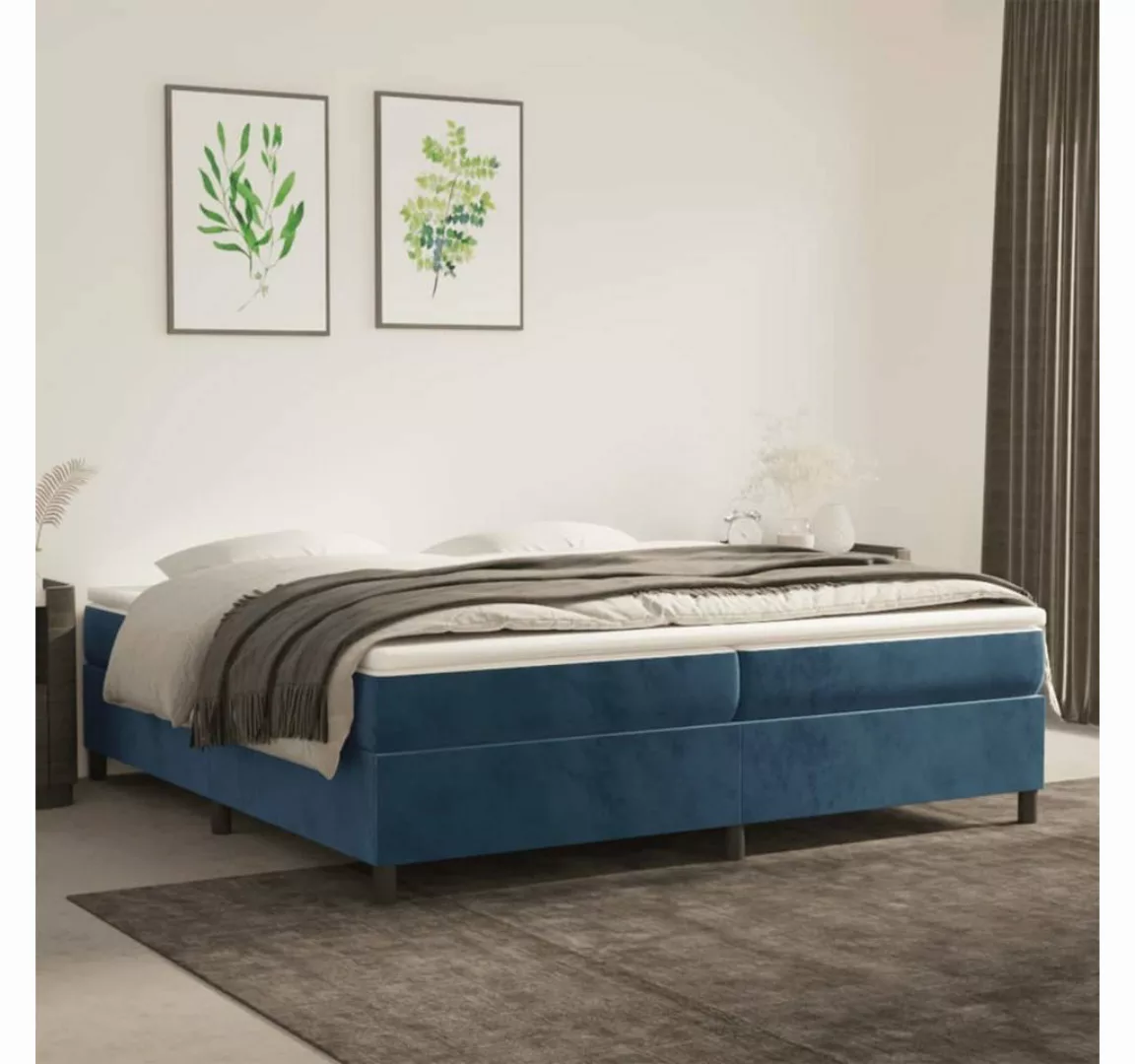 furnicato Bett Boxspringbett mit Matratze Dunkelblau 200x200 cm Samt günstig online kaufen