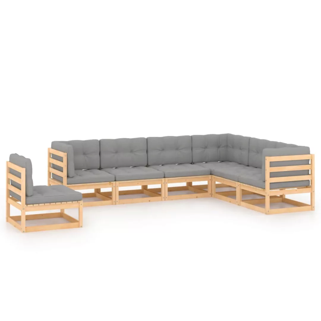 7-tlg. Garten-lounge-set Mit Kissen Kiefer Massivholz günstig online kaufen