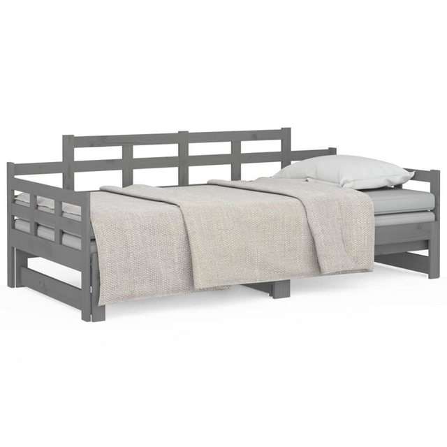 vidaXL Gästebett Tagesbett Gästebett Ausziehbar Grau Massivholz Kiefer 2x90 günstig online kaufen